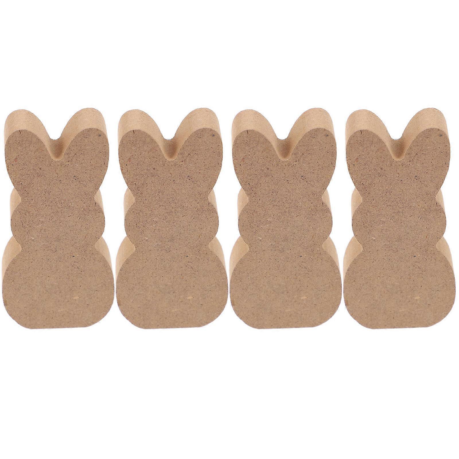 Easter Wooden Bunny Cutouts 4Pcs DIY Craft Supplies Satisfying Creative Needs In Rustic Style Perfect For Home Decoration