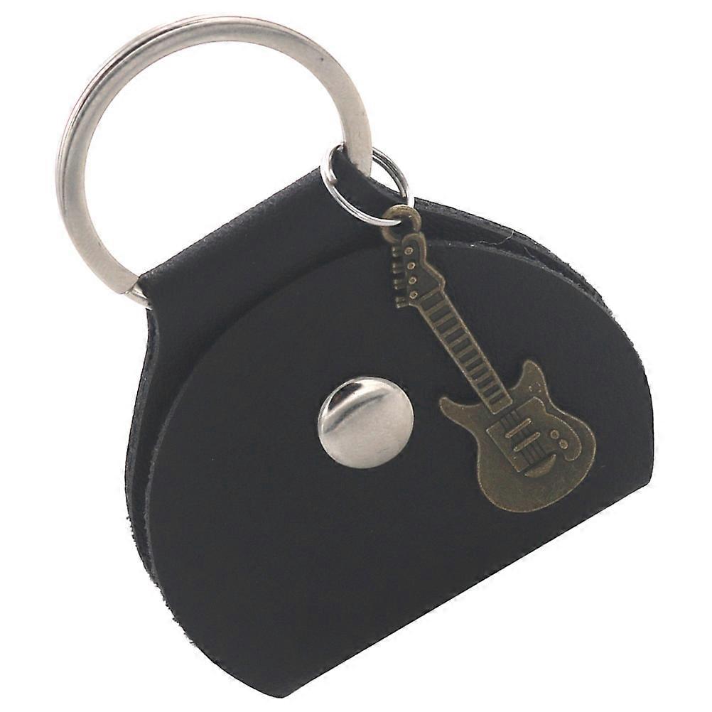 Guitar Pick Storage Bag with Pendant Decor, Compact Plectrum Holder for Guitarists, Portable Keyring Design, Black