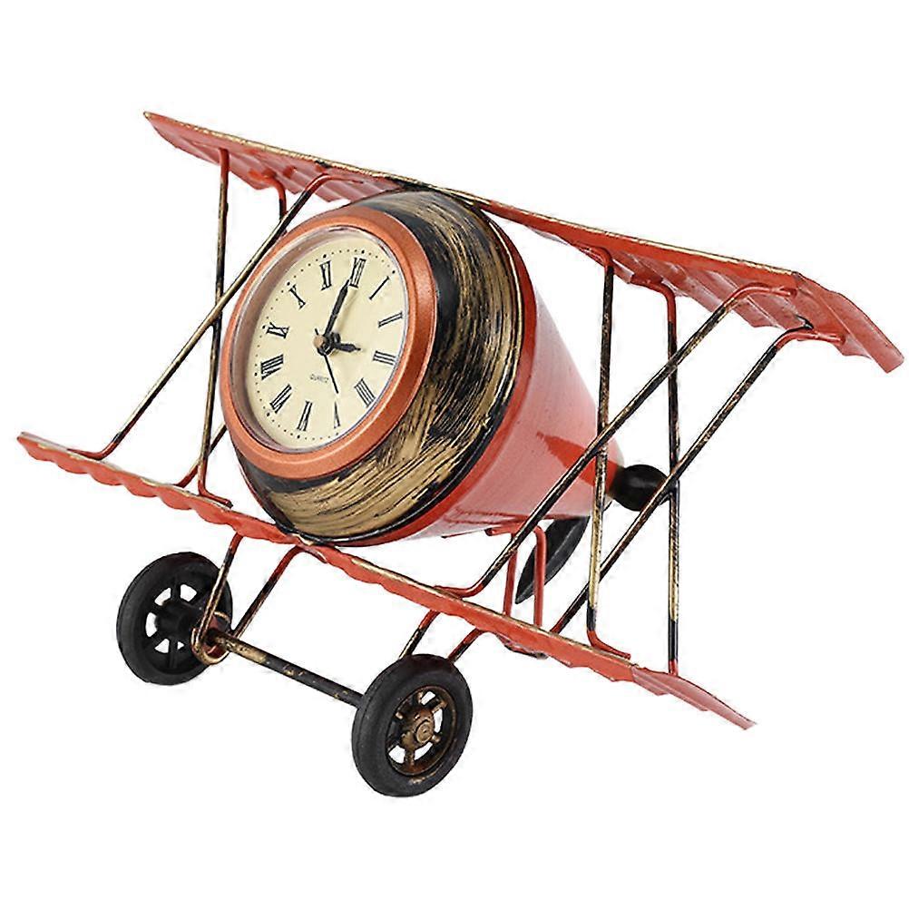 Vintage Style Airplane Desk Clock – Stylish Home Decor, Easy to Read, Rustic Metal Design