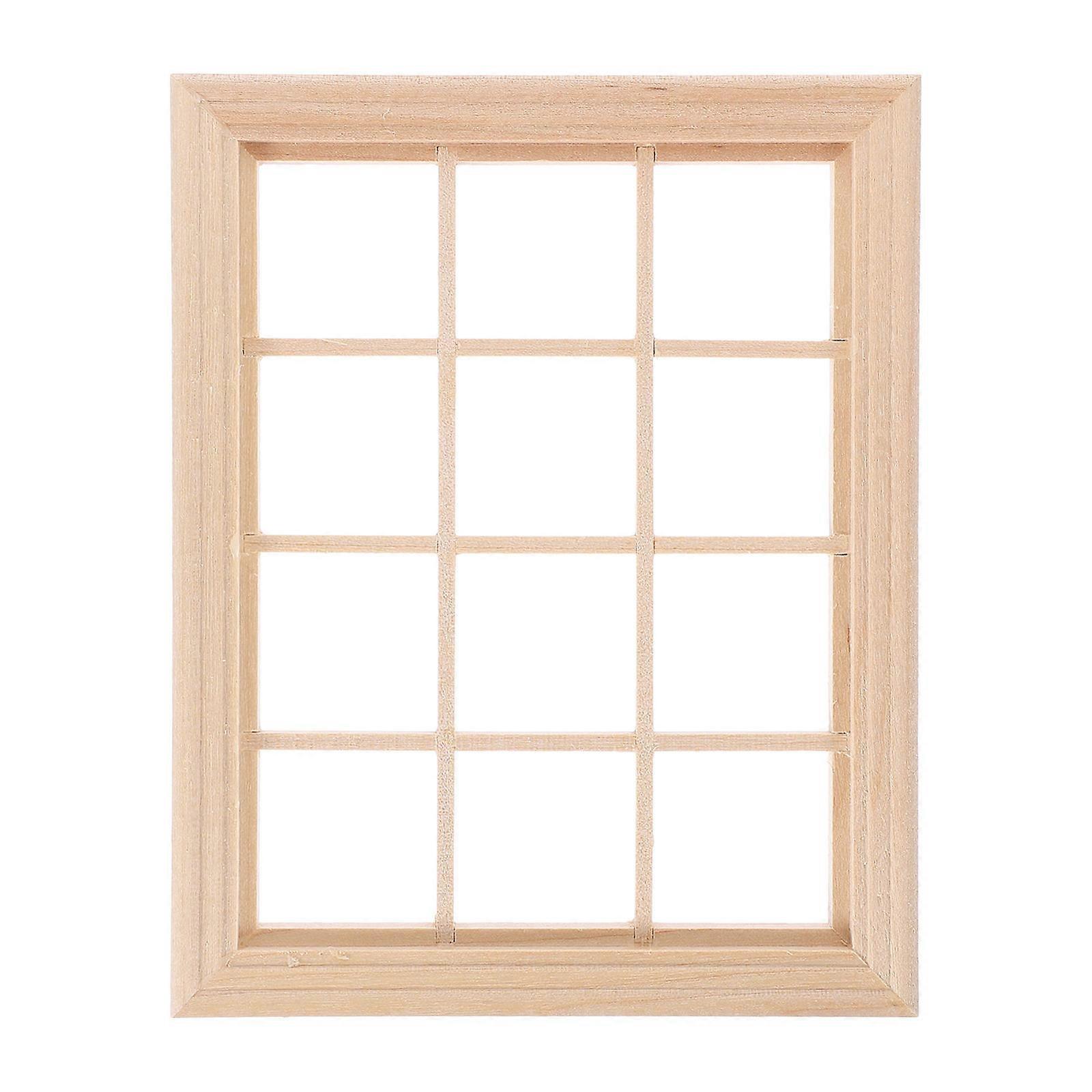 Miniature Wooden Dollhouse Window Frame – Blank Paintable DIY Accessory for Creative House Decoration and Imaginative Play