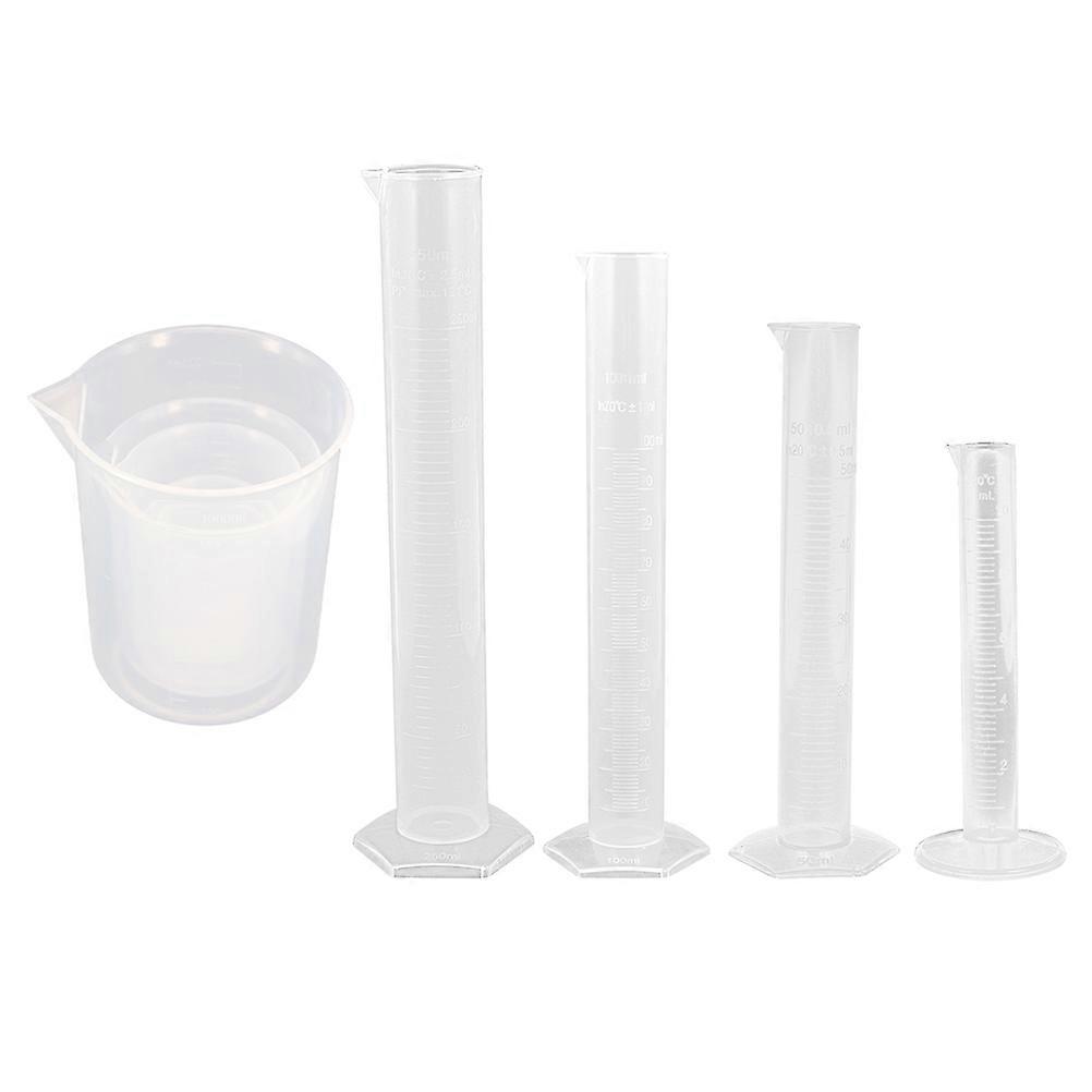 Measuring Devices Including Graduated Cylinder and Beakers for Educational Tools in Laboratory and Baking Shop Use Made of Plastic 1Set
