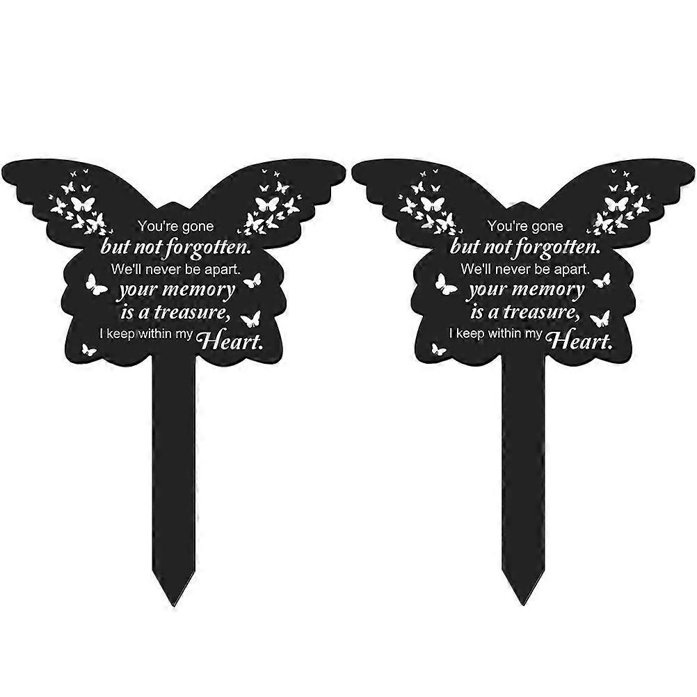 Grave Stake Butterfly Shape Acrylic Decoration for 2Pcs Set