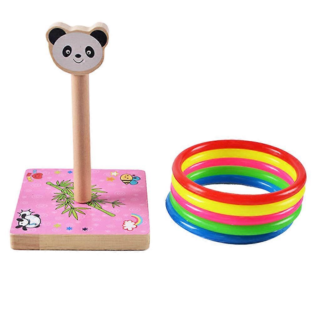 Wooden Ring Toss Game with 5 Rings and 1 Base for Kids Playing Indoor or Outdoor Assorted Color