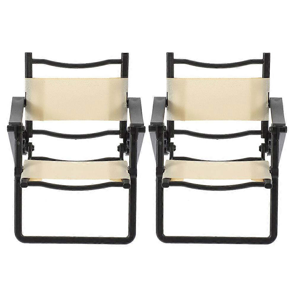 Miniature Folding Beach Chairs for Dollhouse Decor – Realistic White Portable Mini Chairs for Play and Craft Projects