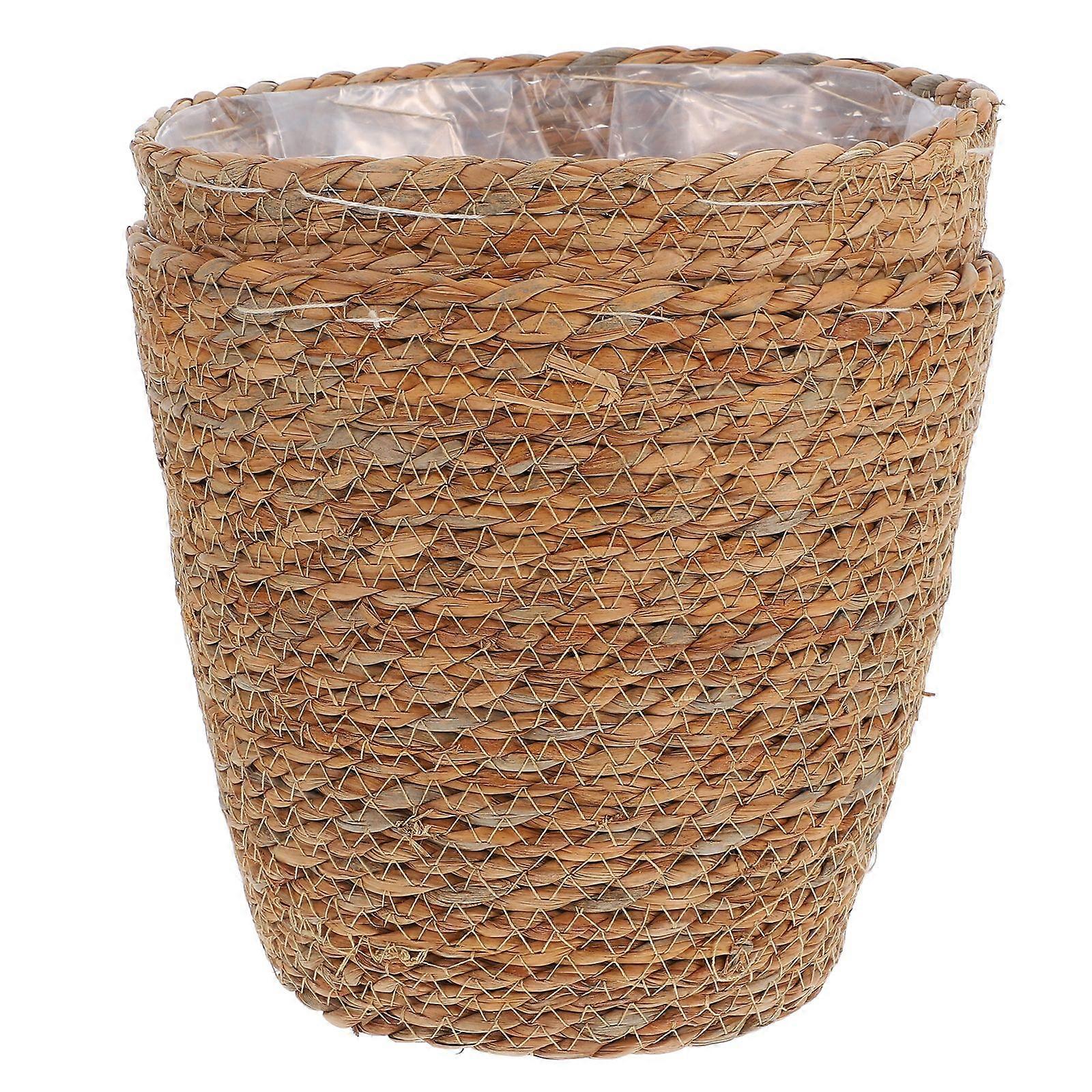 2Pcs Seagrass Basket Unique Flower Pots Covers Storage Baskets