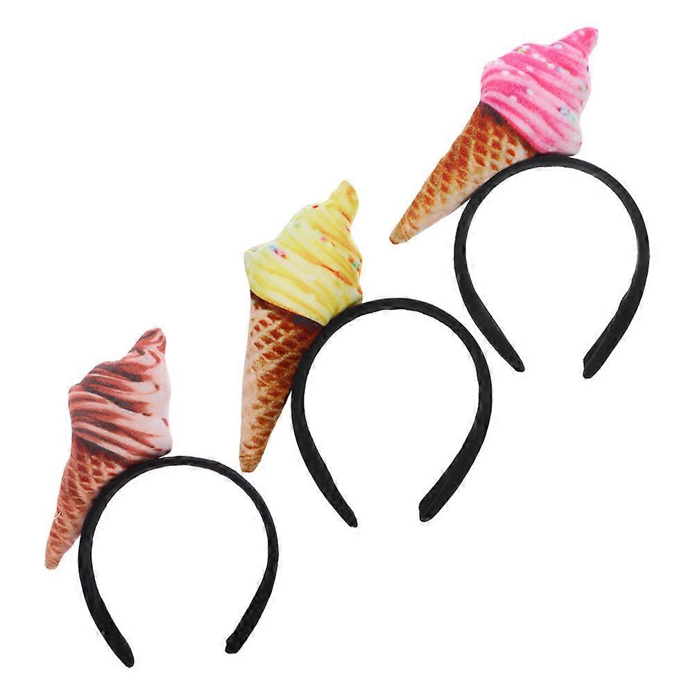 3Set Ice Cream Headband For Makeup Assistance Daily Use Parties Assorted Color Hair Management