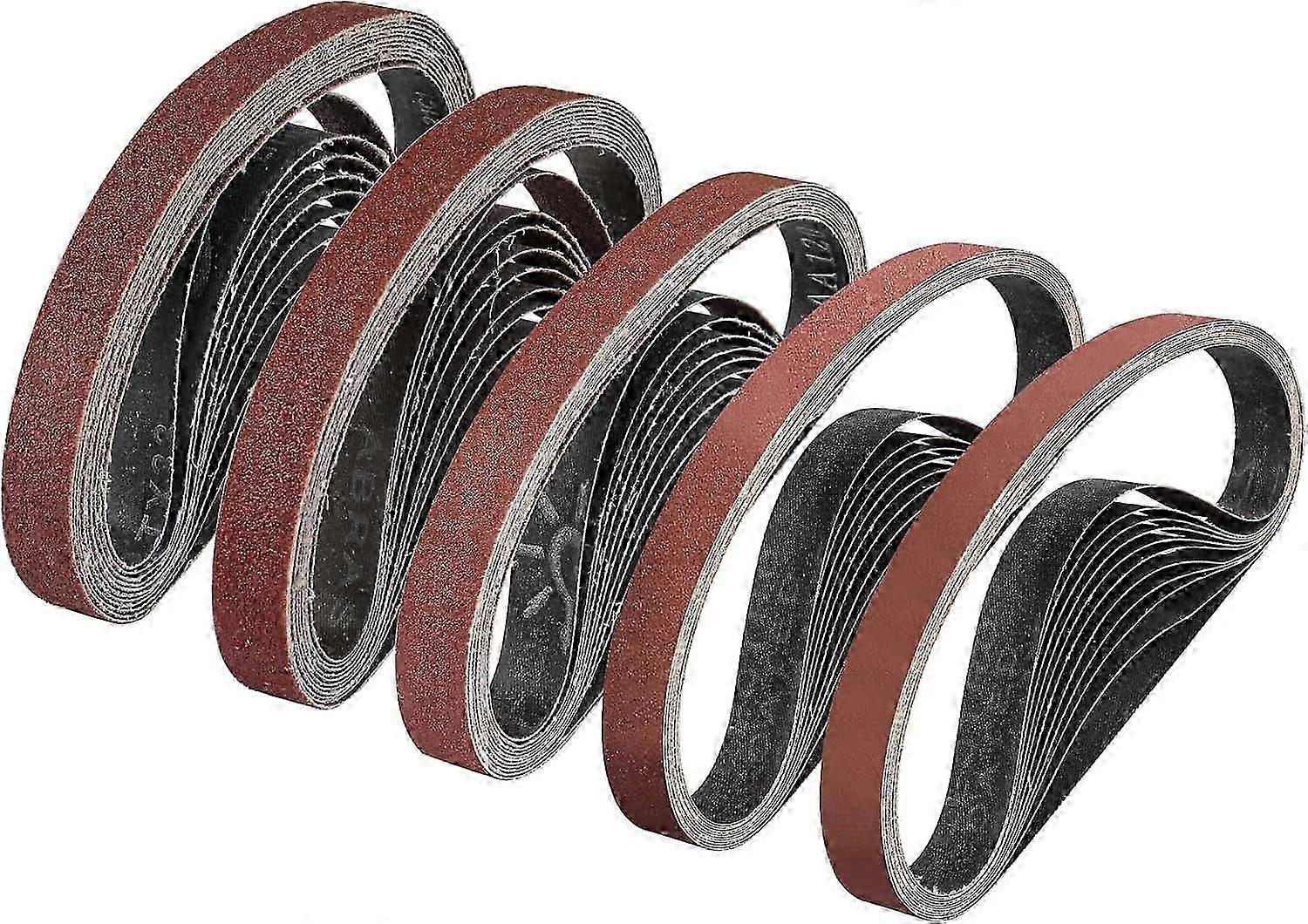 5 عبوات من أحزمة الصنفرة مقاس 20 × 520 مم ، 60/80/120/240/400 حصى ، لصنفرة الحزام ، مثالية للخشب والطلاء (25 قطعة)