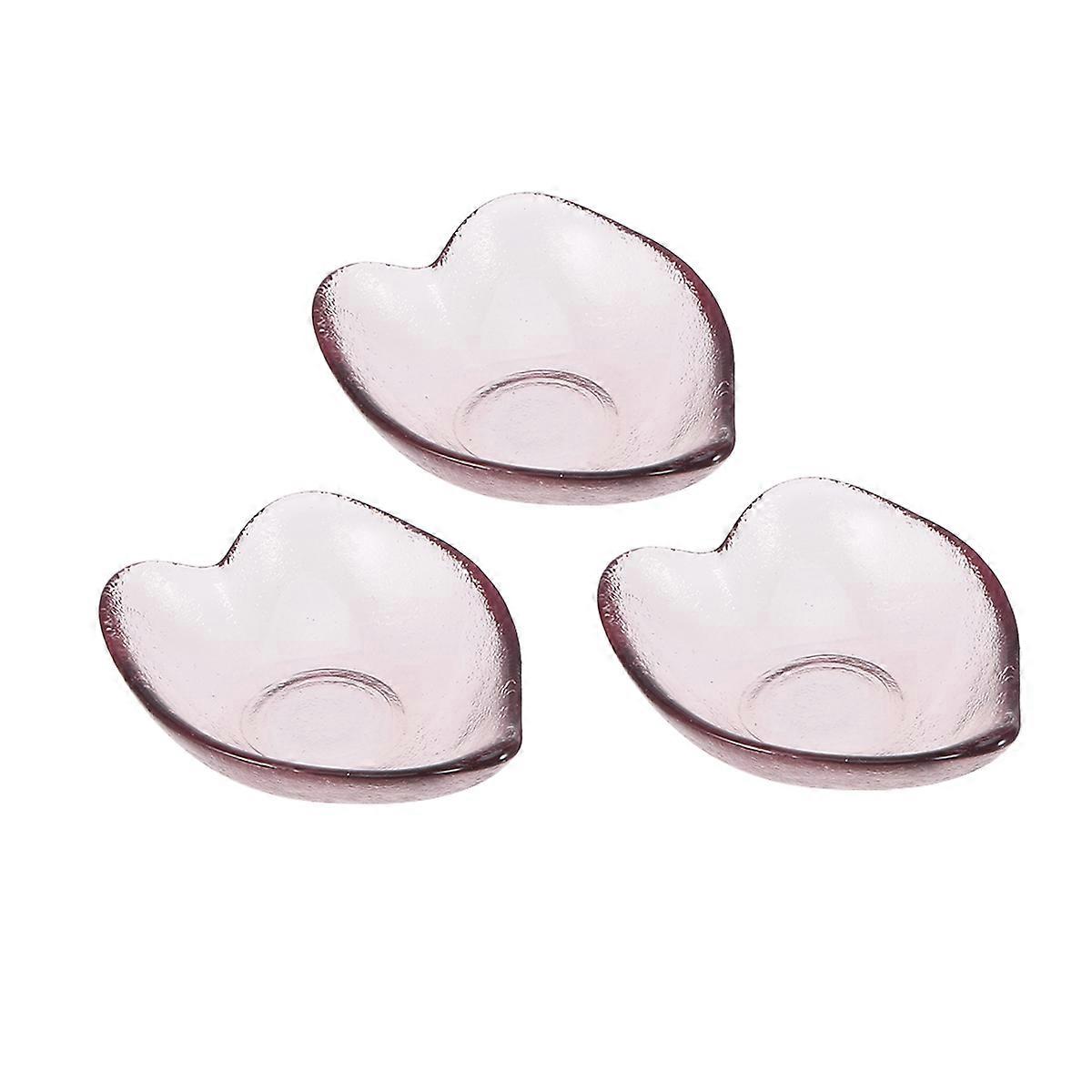 3Pcs Heart Shaped Plate Perfect For Restaurants Serving Dessert With Modern Style In Pink Color