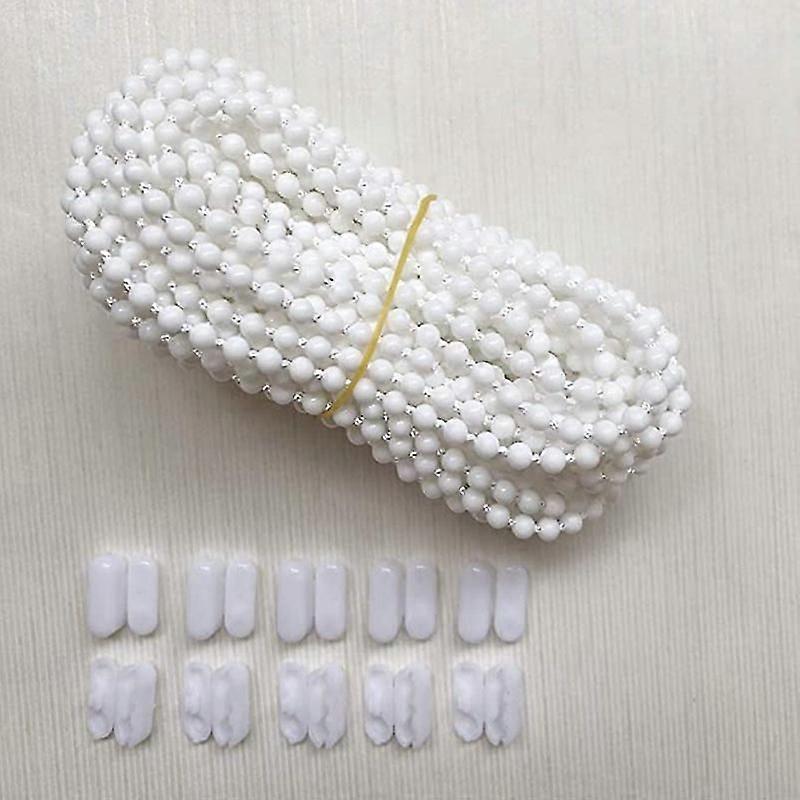 10 Meters Blind Chain with 10 Connectors, Vertical Venetian Roller Blind Cord, Replacement Parts, (White)