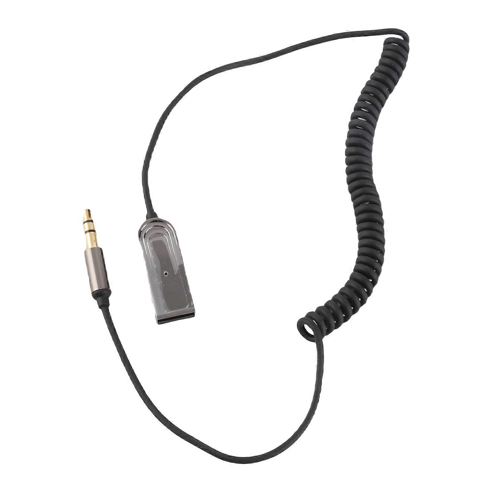 Car Bluetooth Receiver Multifunctional 32.8ft Range USB Power Supply 3.5mm Wireless Bluetooth 5.0 Adapter Grey Black 