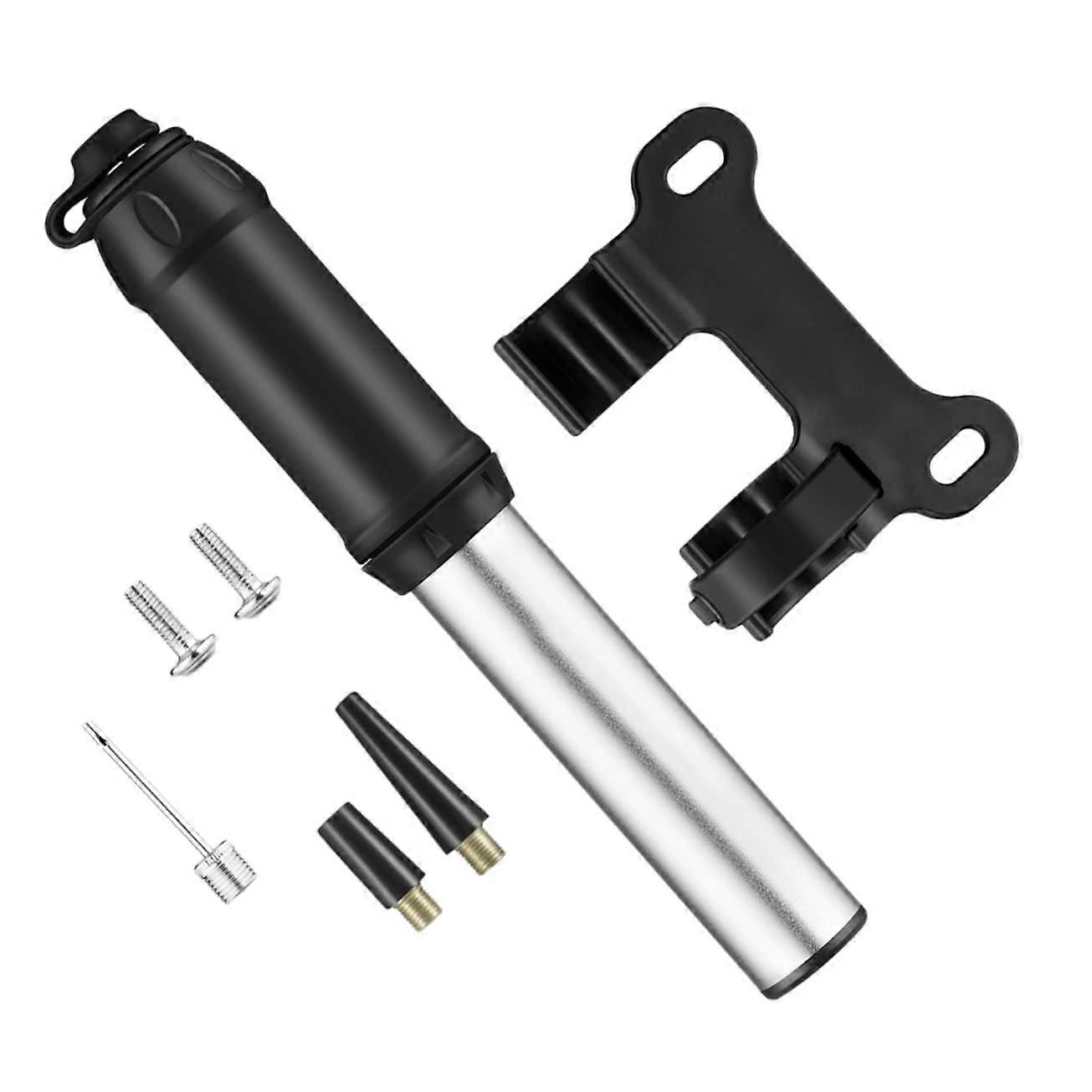 Mini Portable Tire Inflator for Bicycles - Compact Air Pump, Suitable for Home and Travel, Silver Color, Lightweight Design