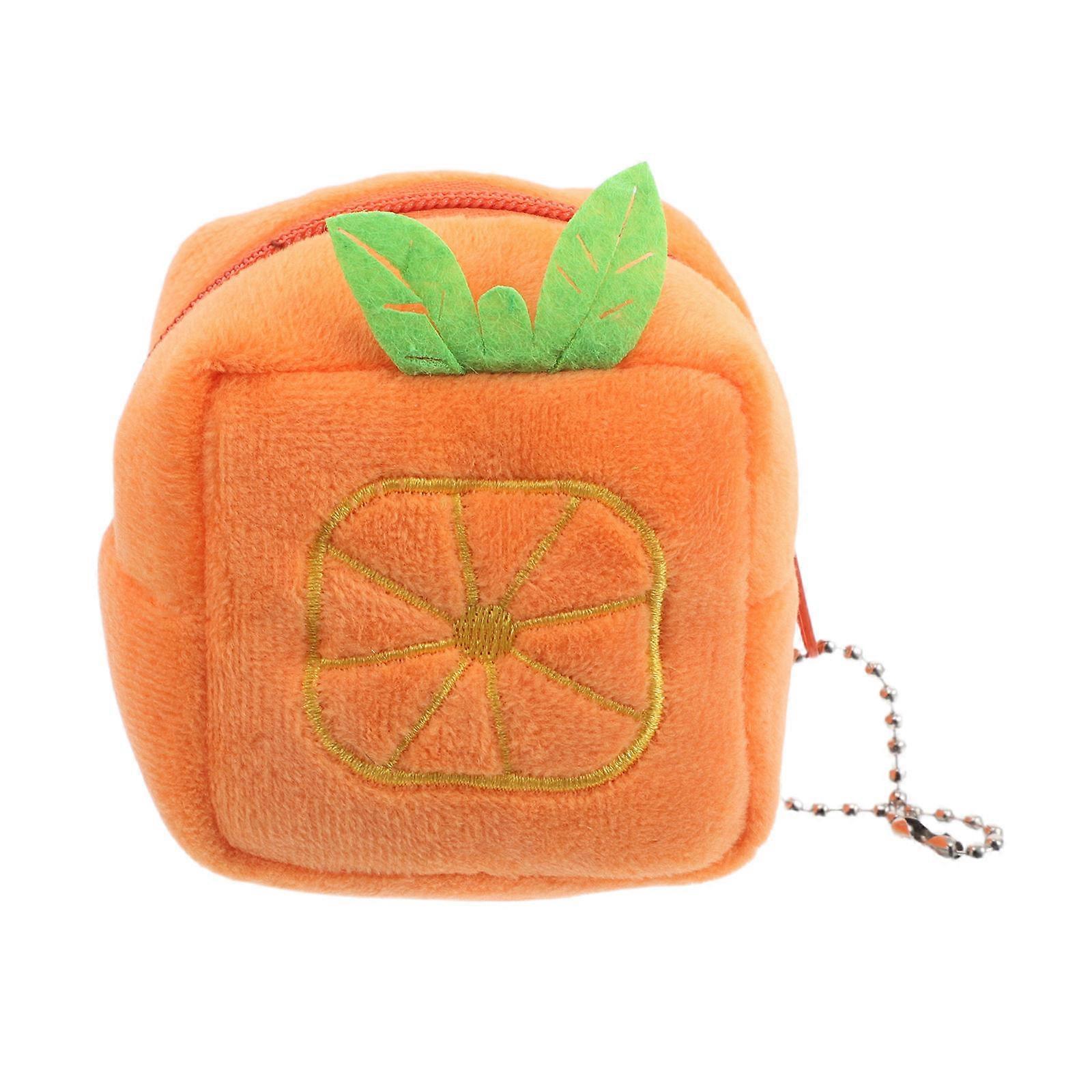 Adorable Mini Coin Wallet Orange Fuzzy Design Suitable For Portable Use 4Pcs