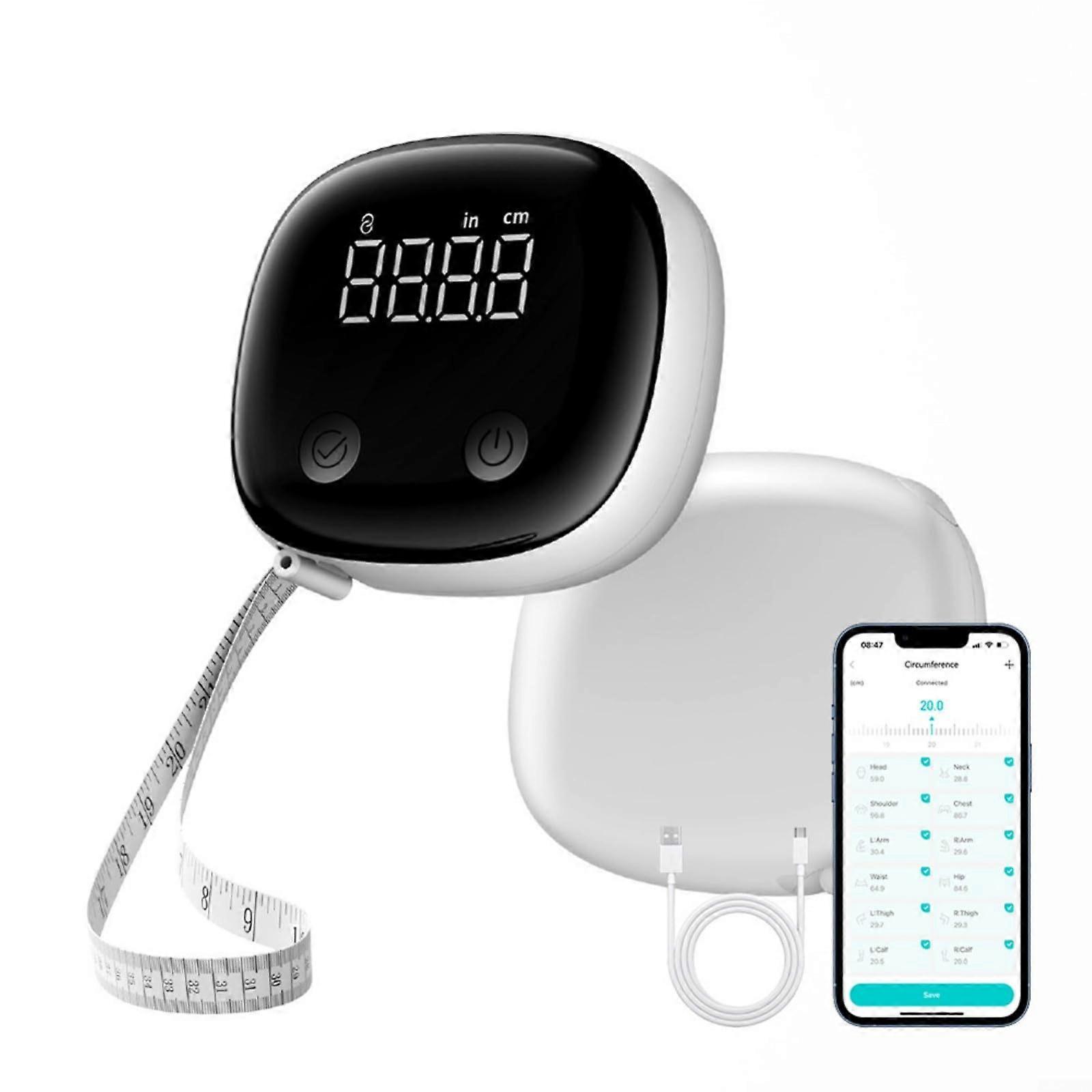 Smart Digital Body Tape Measure Body Fat BMI Calculator Auto Lock Retractable Measuring Tool For Fitness Weight Loss Progress Tracking