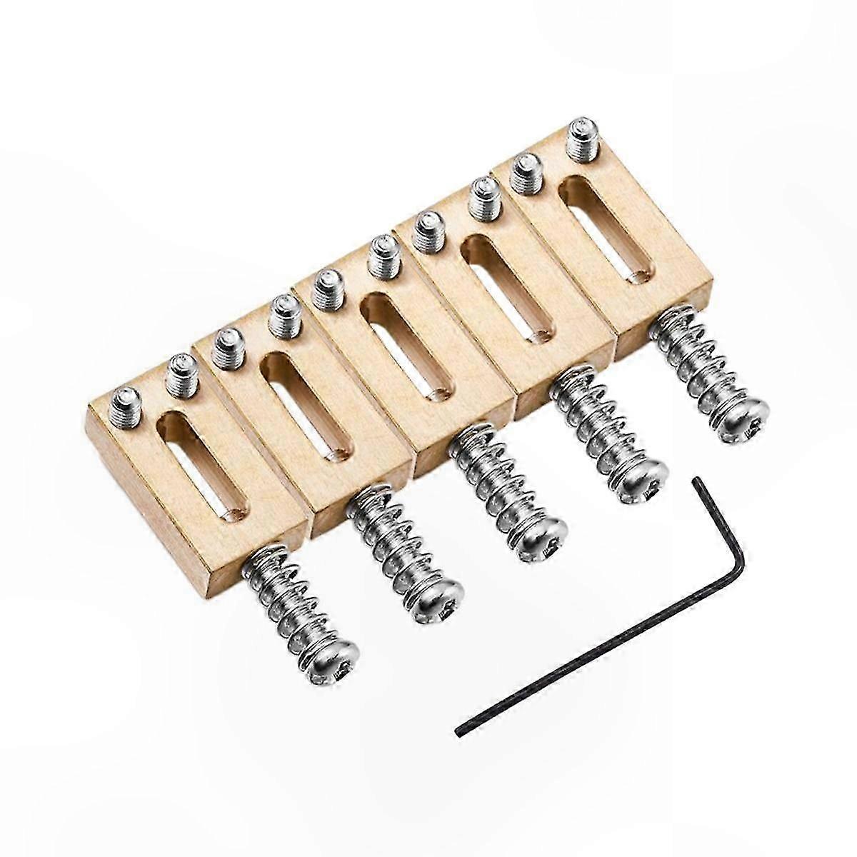 Solid Brass Electric Guitar Bridge Saddles, 6-Pack String Pull Components for Guitar Setup