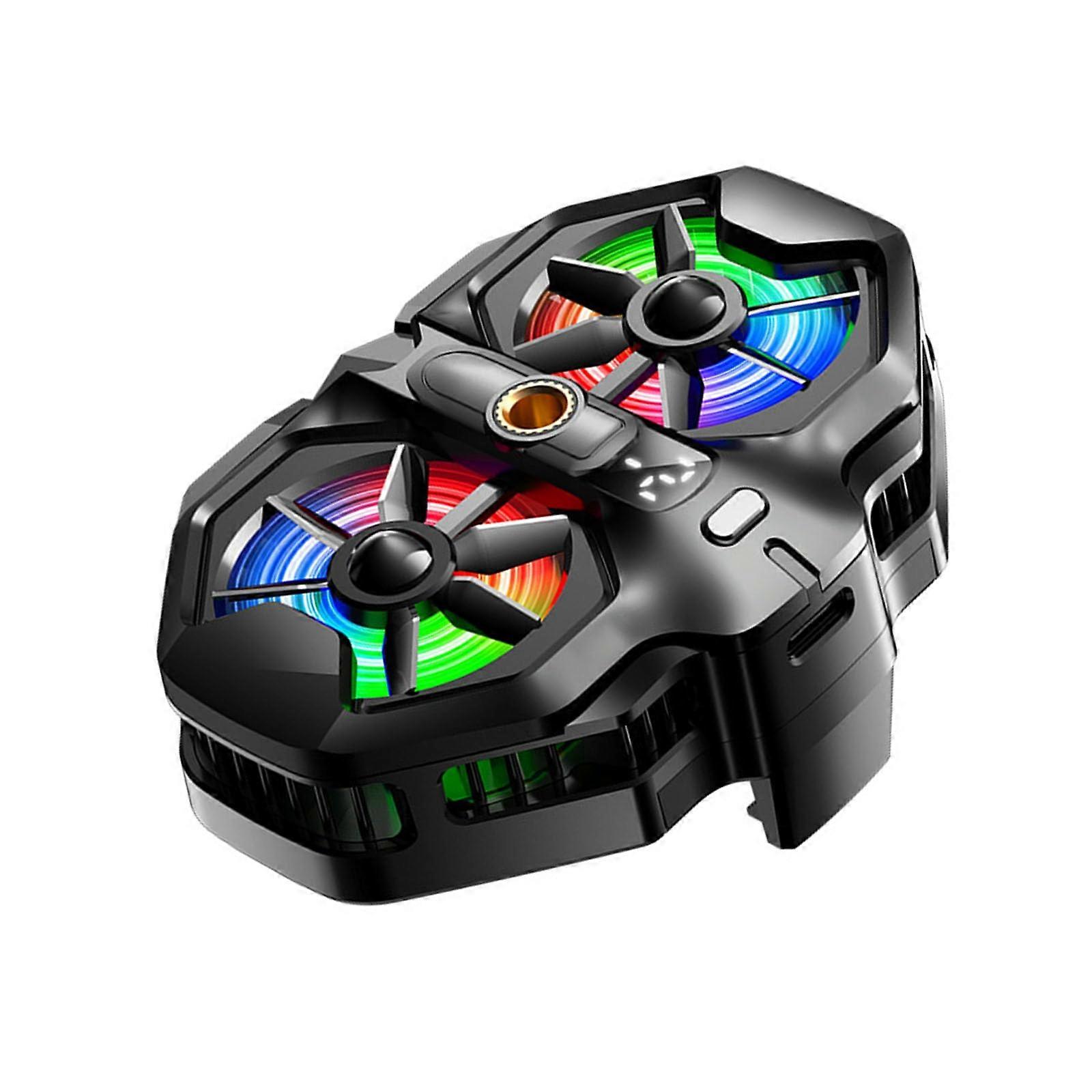 Gaming Coolers Double Semiconductor Cooling Fan Gaming Phone Coolers Color Backlight Temp Display For Phone Ref: 5972