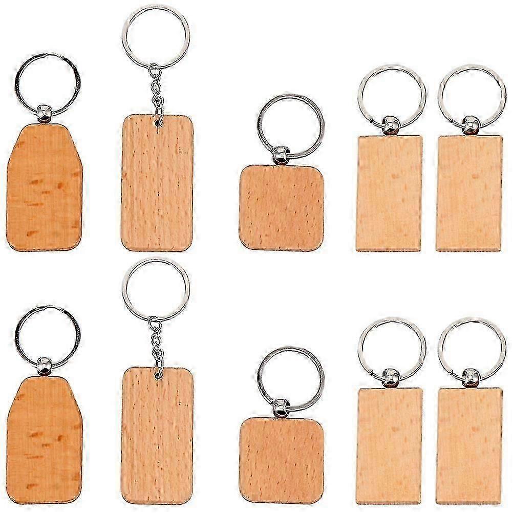 Wood Keychain Blank 10Set Engravable Accessories Light Brown DIY Suitable for New Year Any Occasions