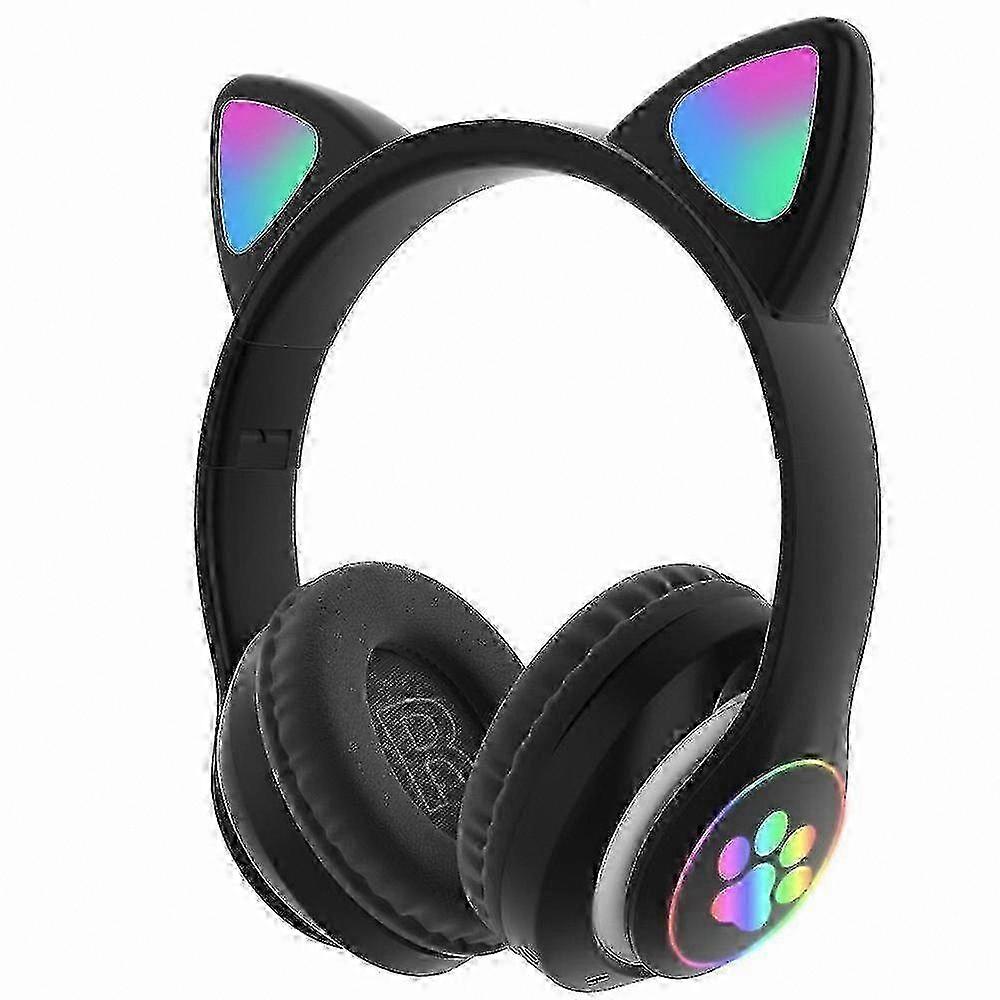 Wireless Cat Ear Headphones with LED Lights, Bluetooth 5.0, Compatible with iPhone Android PC