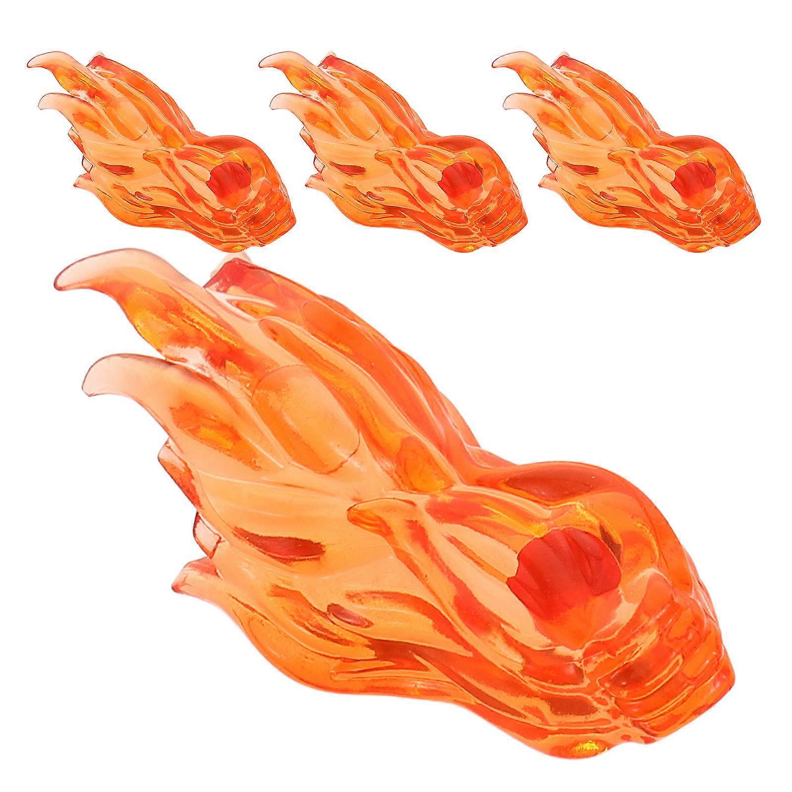 4pcs Mini Fire Effects Building Blocks Creative Flame Props Educational Construction Accessories for Imaginative Play