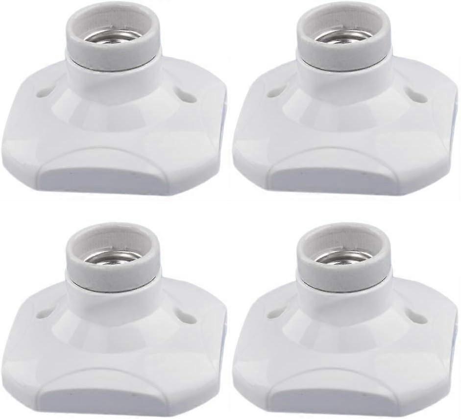 E27 LED Bulb Socket, E27 Ceramic Socket and Plastic Base, E27 Wall Socket, White E27 Socket with Ring for Hallway/Ceiling/Balcony Lighting, Pack of