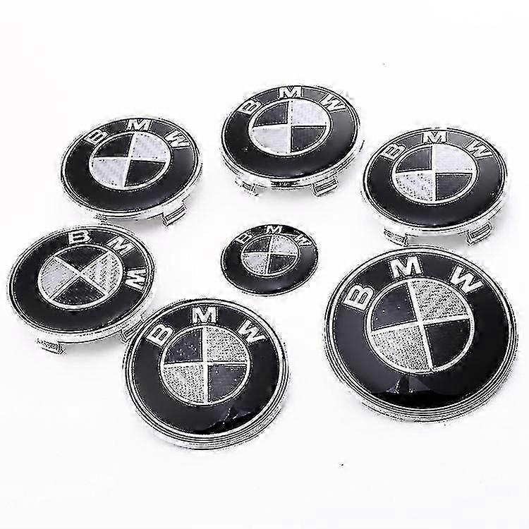 7 pz Nero Emblemi Cappuccio E Tronco Per Tutti I Modelli E30 E36 E46 E34 E39 E60 E65 E38 X3 X5 X6 3 4 5 6 7 8 (82mm + 73mm)