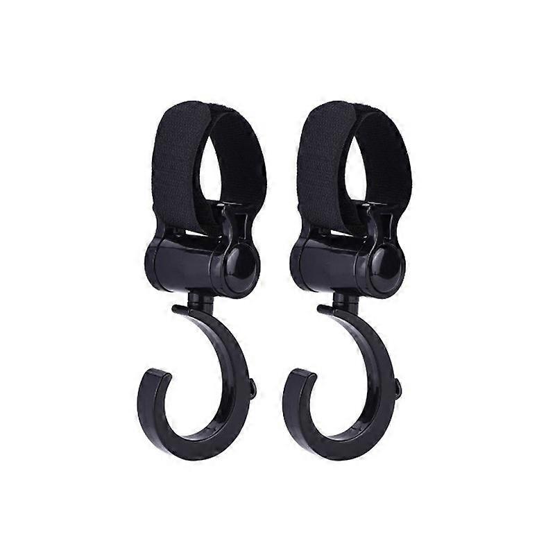 Lilaris 2 Pack Rotating Stroller Hooks, Universal Stroller Accessory Bag Hook, Black