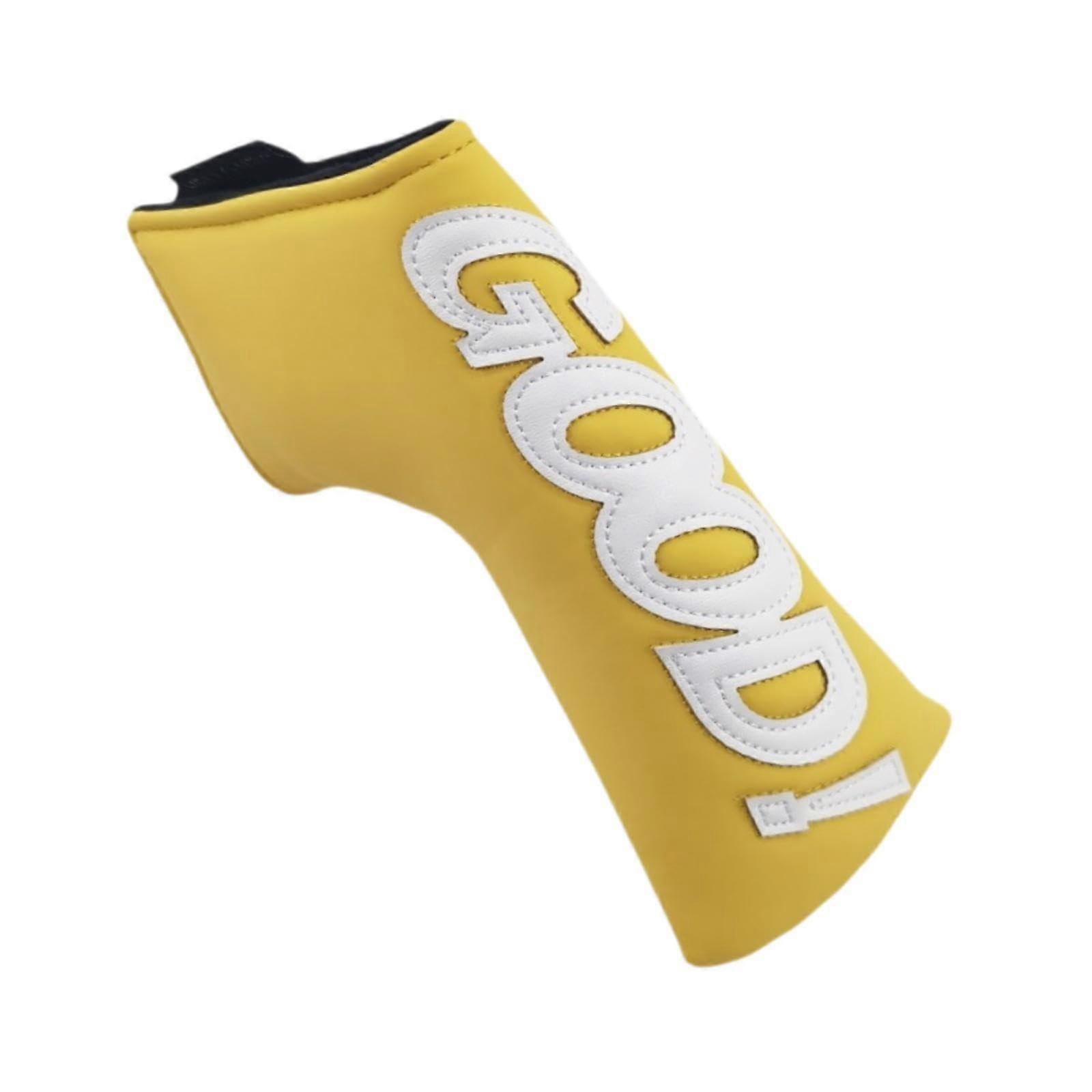Golf Putter Head Cover Leather With Soft Inner Lining Fits Most Putters Yellow