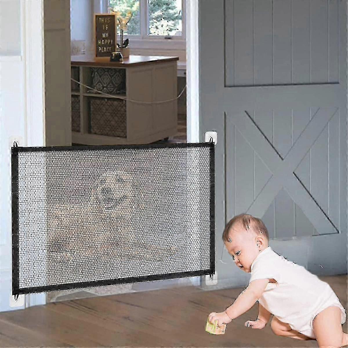 Magic Gate For Dogs Retractable Stair Gate Baby Gate Pet Safety Gate Pet Isolation Net Large Wide Retractable Pet Gate For Separating Baby And Pets Ea