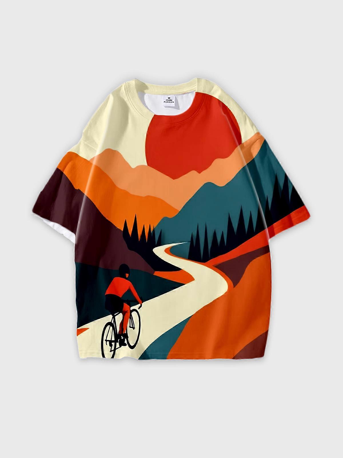 T-Shirt Short Sleeve Round Neck, Summer Casual Loose Graphic Tee, Unisex Pattern U2218