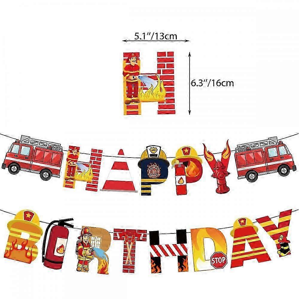 Fireman theme Party Decorations Include Happy Birthday Banner