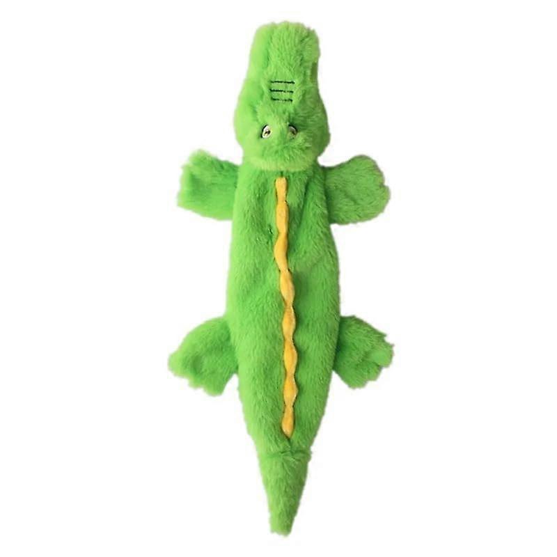 Green Crocodile Squeaky Toy 45cm With Crinkle Paper NoStuffing Plush Interactive Toy For Small To Medium Dogs