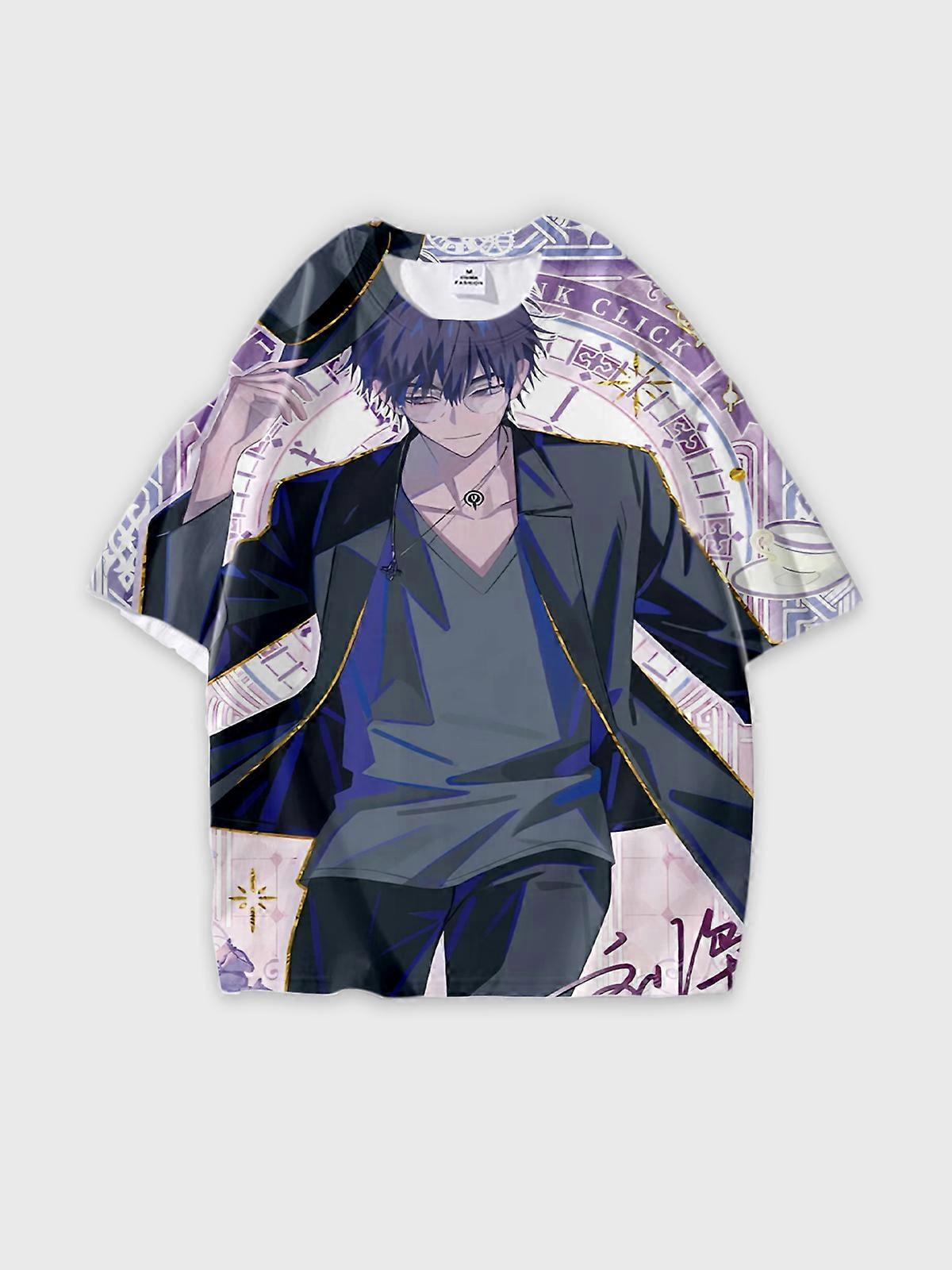 T-Shirt Round Neck, Loose Short Sleeve Link Click Graphic Tee, Unisex Summer Casual Top W628