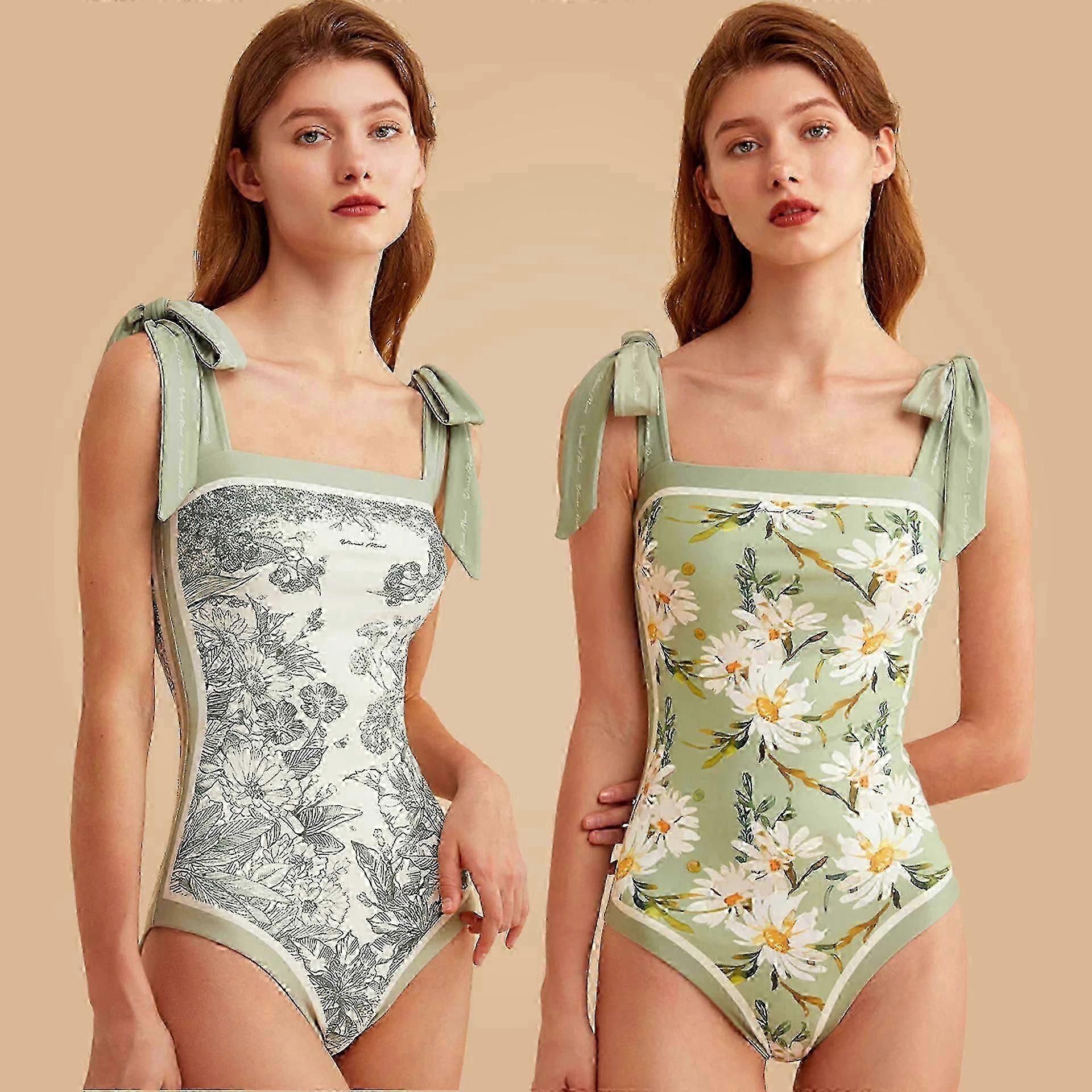 2023 Vändbar baddräkt Tryck i ett stycke Baddräkt Vändbar vintage fransk baddräkt Kvinnor