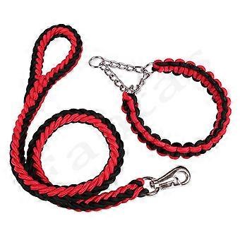 1.2M längd Dubbel strand Rep Stora hundkoppel Metall P Kedjespänne National Color Pet (Röd)