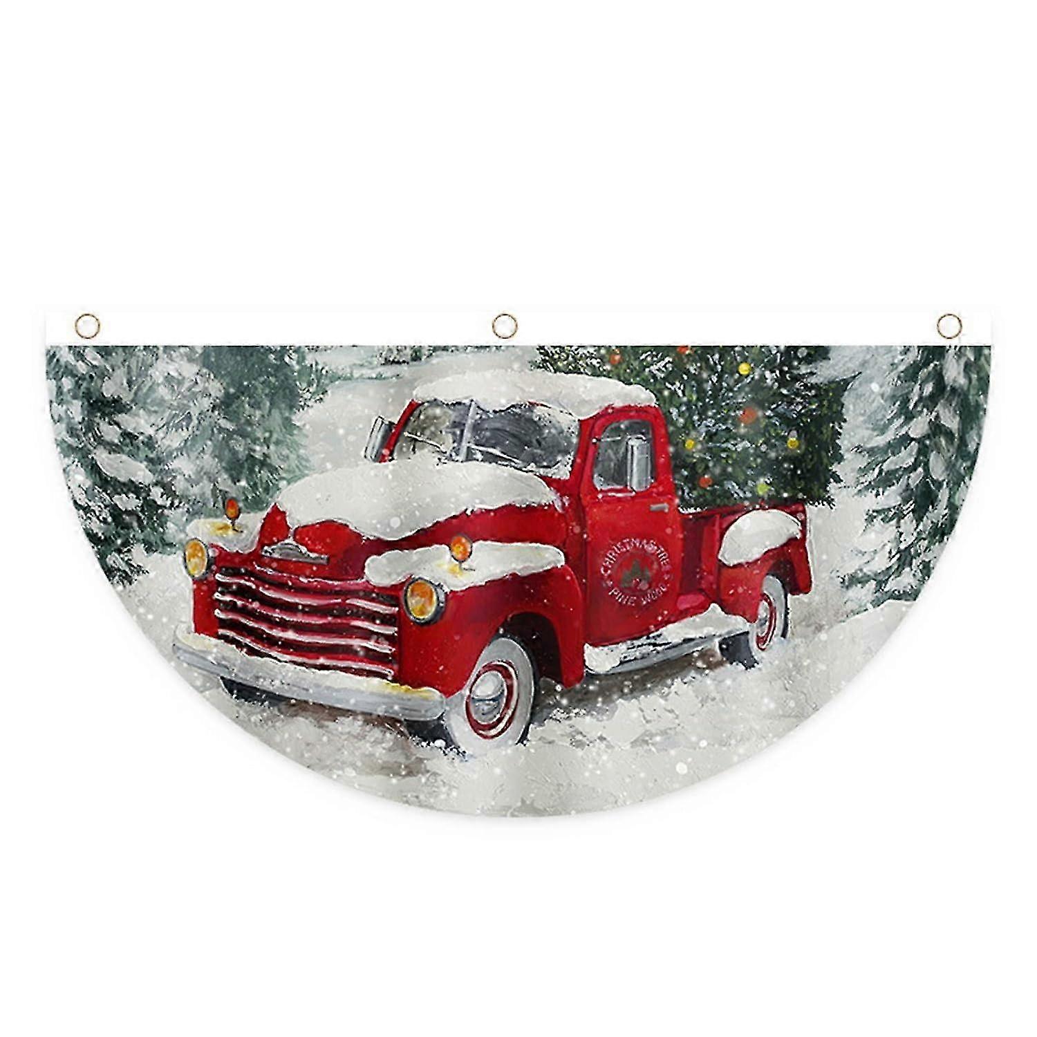 Christmas Fan Flags with Print, 4-Pack Christmas Bunting for Yard Decoration and Christmas Tree