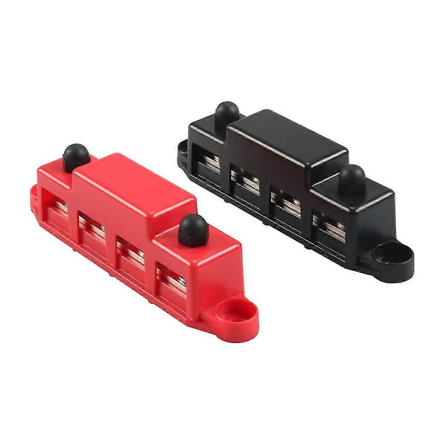 Bus Bar 4 Post 300A Power Distribution Block with Cover and Wire Lugs