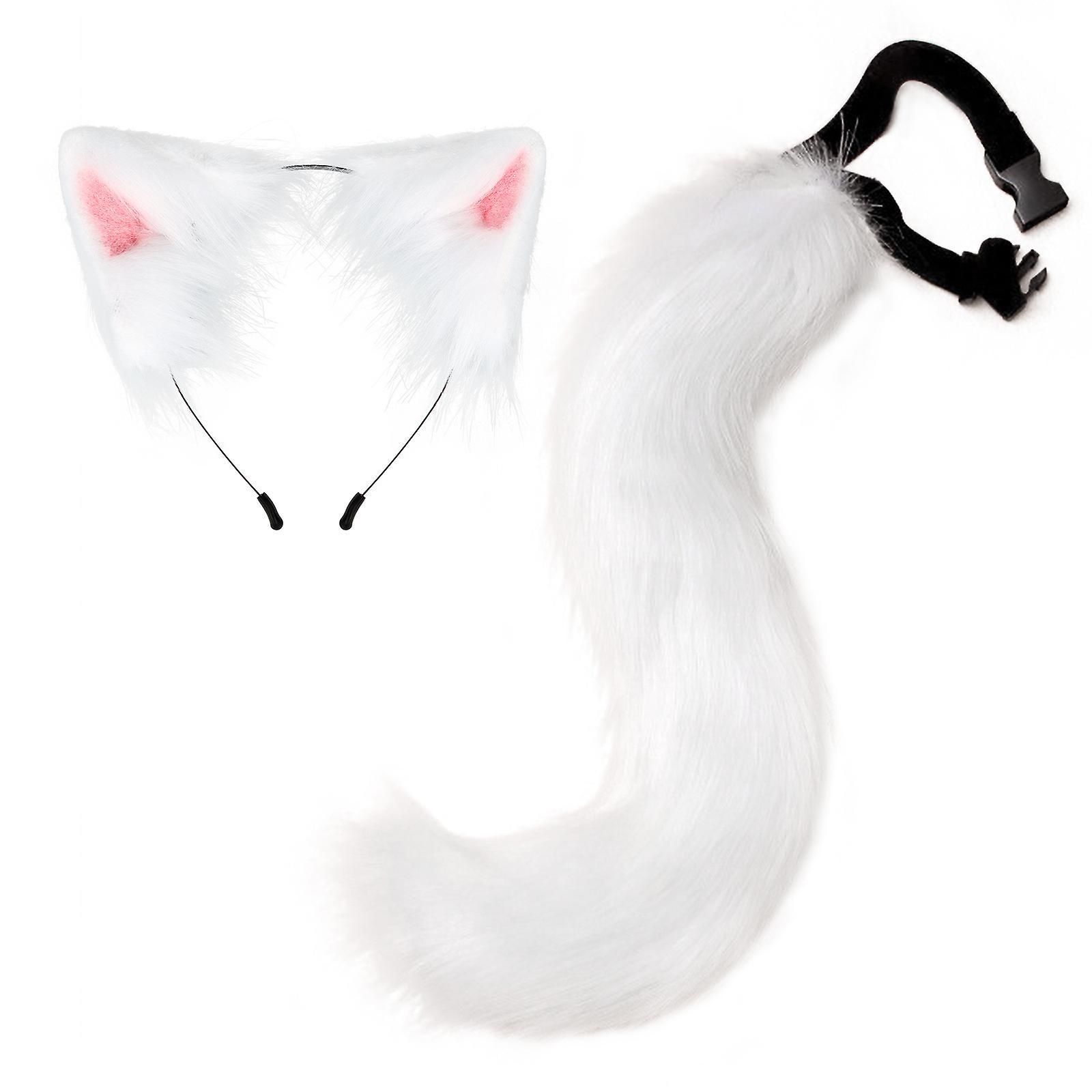 Halloween cos simulation fox plush tail costume accessories animal tail cat ear headband headdress
