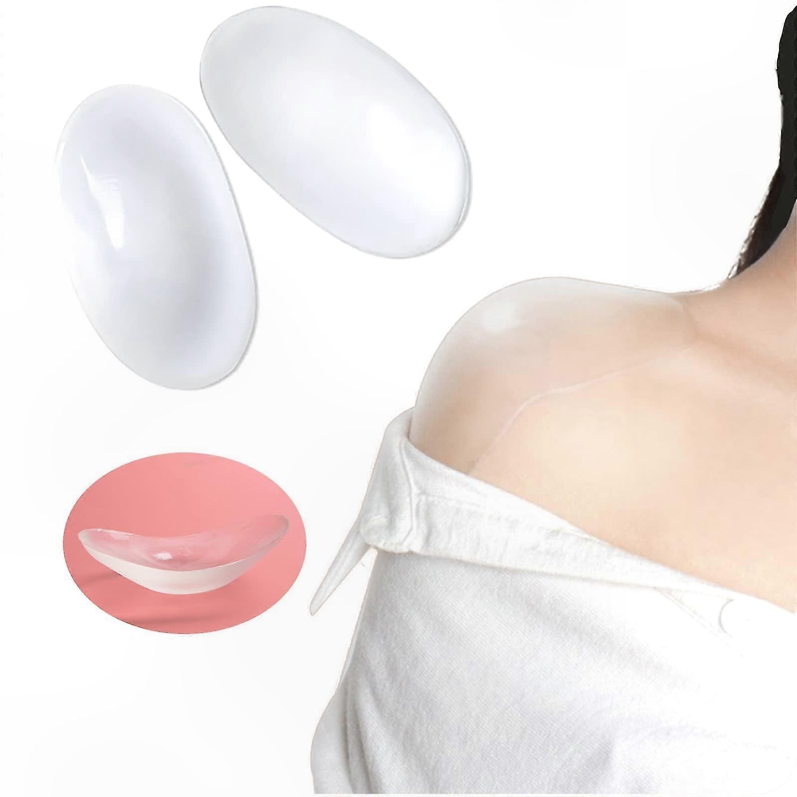 Soft Silicone Shoulder Pads, Clear Reinforced Inserts, Self-Sticking, Invisible Support for Comfort and Fit