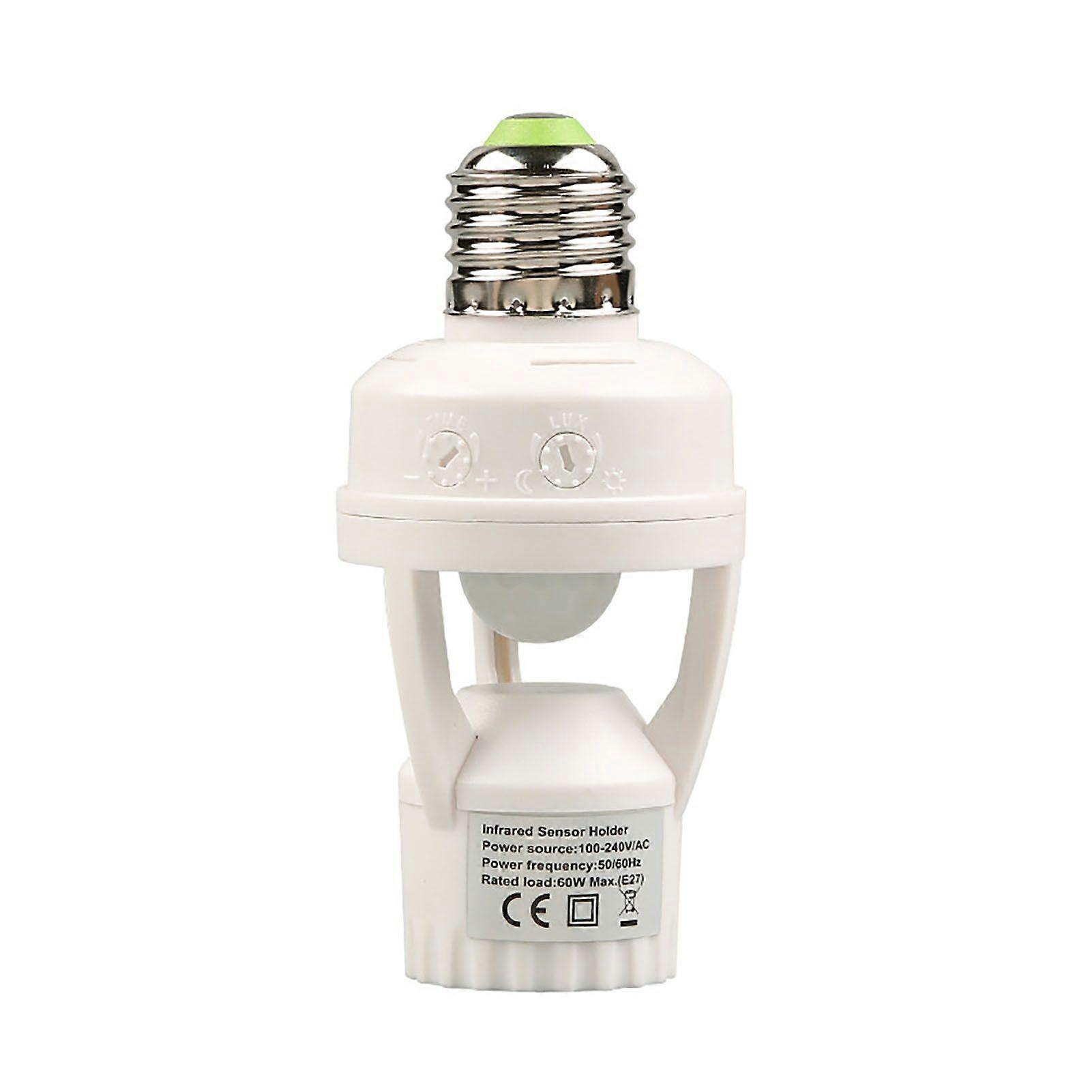 100240V E27 Sensor Lights Socket 10300 Second Delay Time 6m Sensing Distance IR Motion Activated Lamp Bulb Holder Adapter