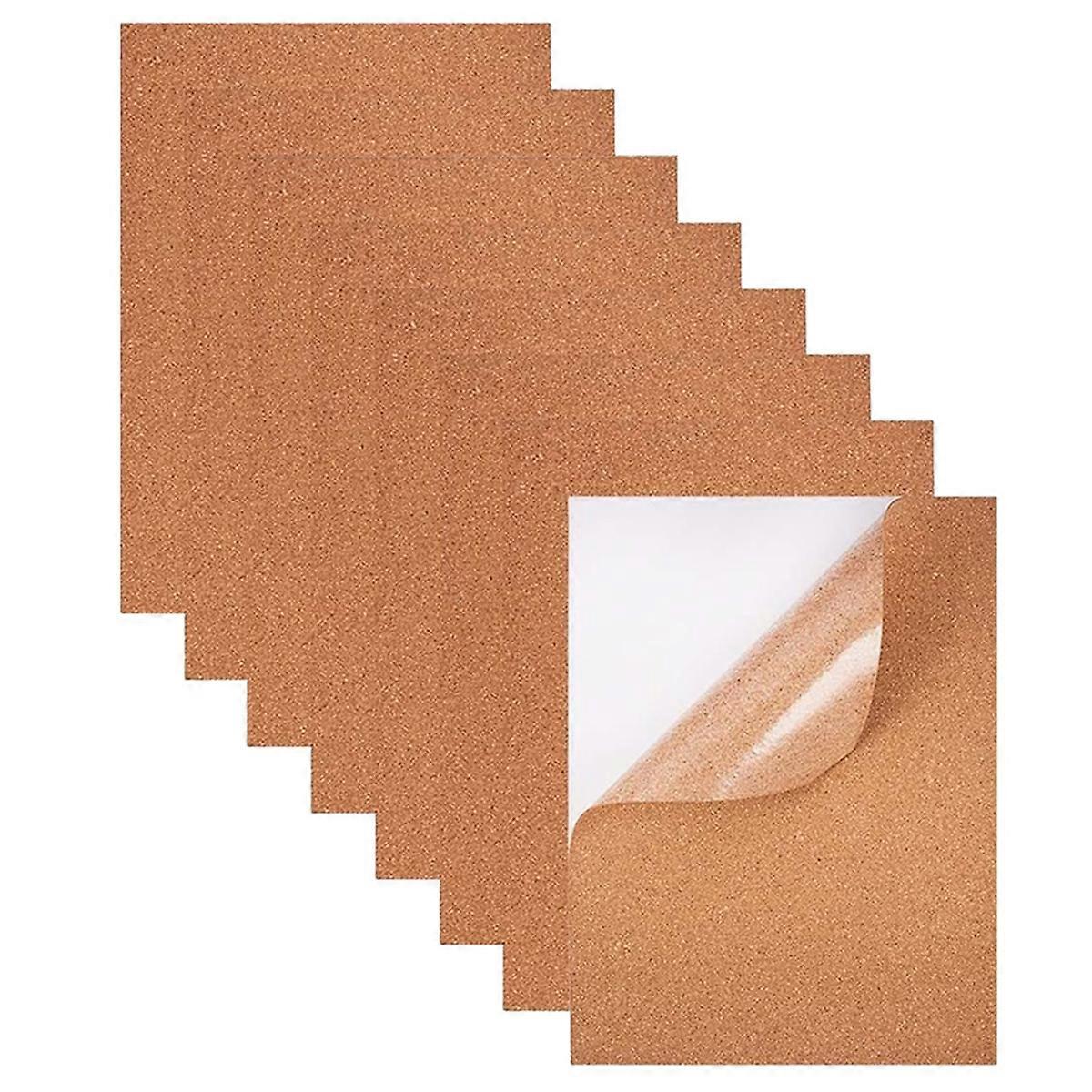 Pack of 8 Cork Board Self-Adhesive 1mm Thickness 30 X21 cm Cork Wall Pin Board DIY Cork Board for Wall Floors Decoration
