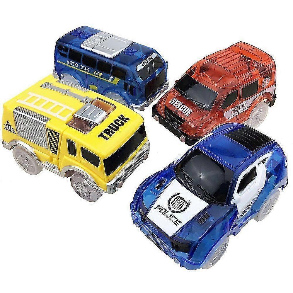 4pcs Track Car Track Toy Car Glowing Toy Car Car Track Accessories with 5 Flashing LED Lights