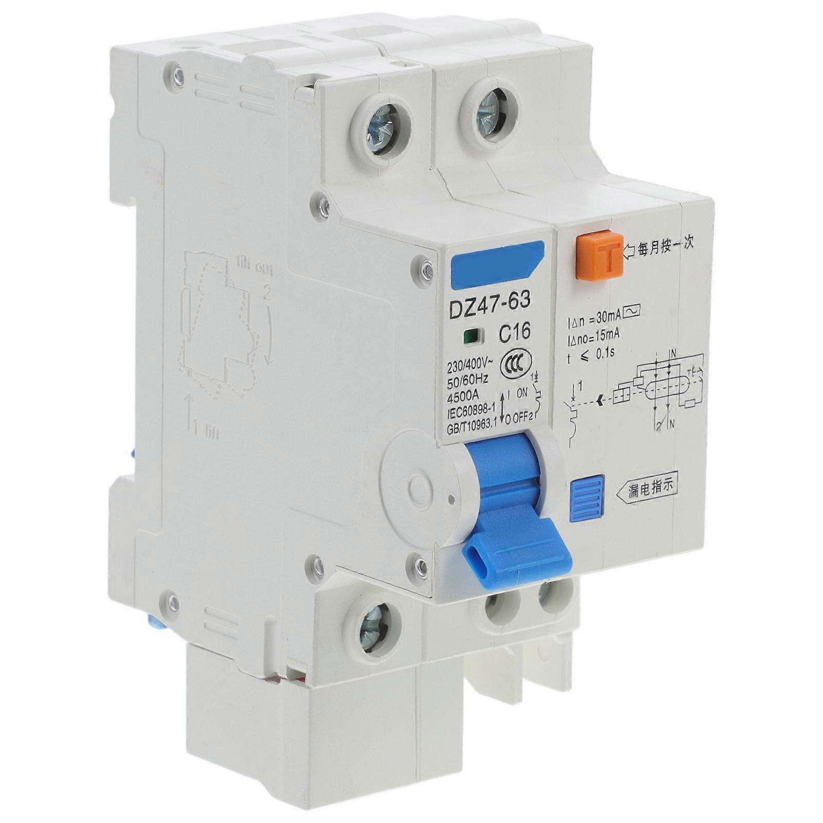 Compact Earth Leakage Breaker Protective Circuit Breaker For Electrical Devices 3.73X2.95X1.77In 1Pcs