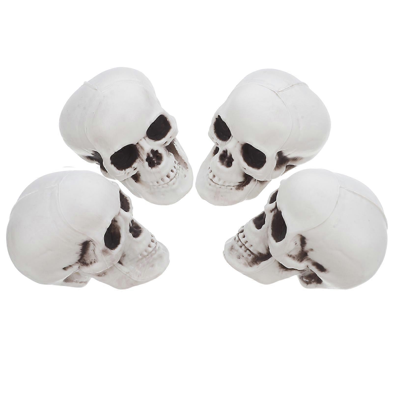 Tiny Plastic Skull Halloween Prop Bar Decoration Assorted Color 6.00X6.00X5.00CM Haunted House 4Pcs