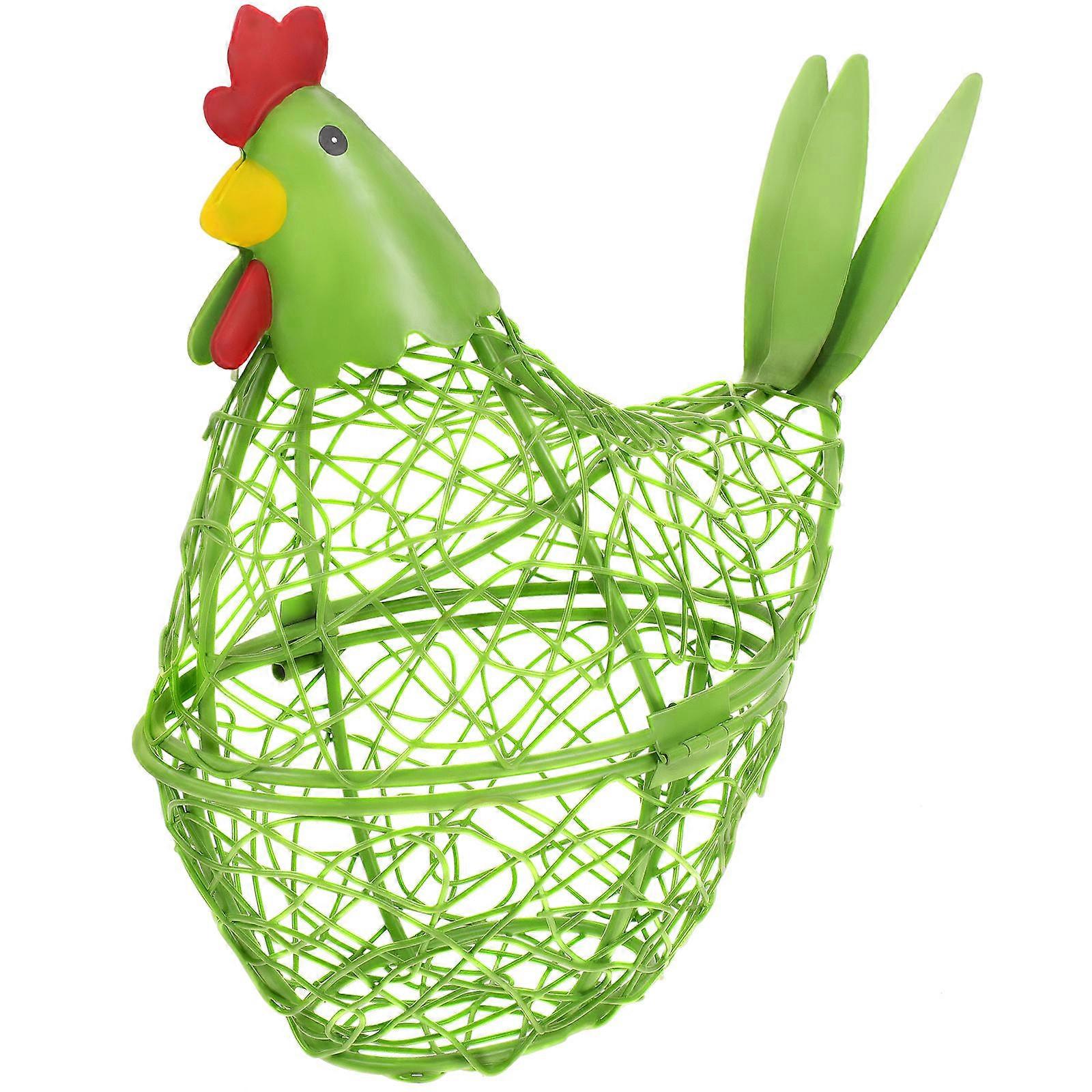 Egg Basket Metal Egg Holder Hotel Use Green Countertop Ornament 1Pack