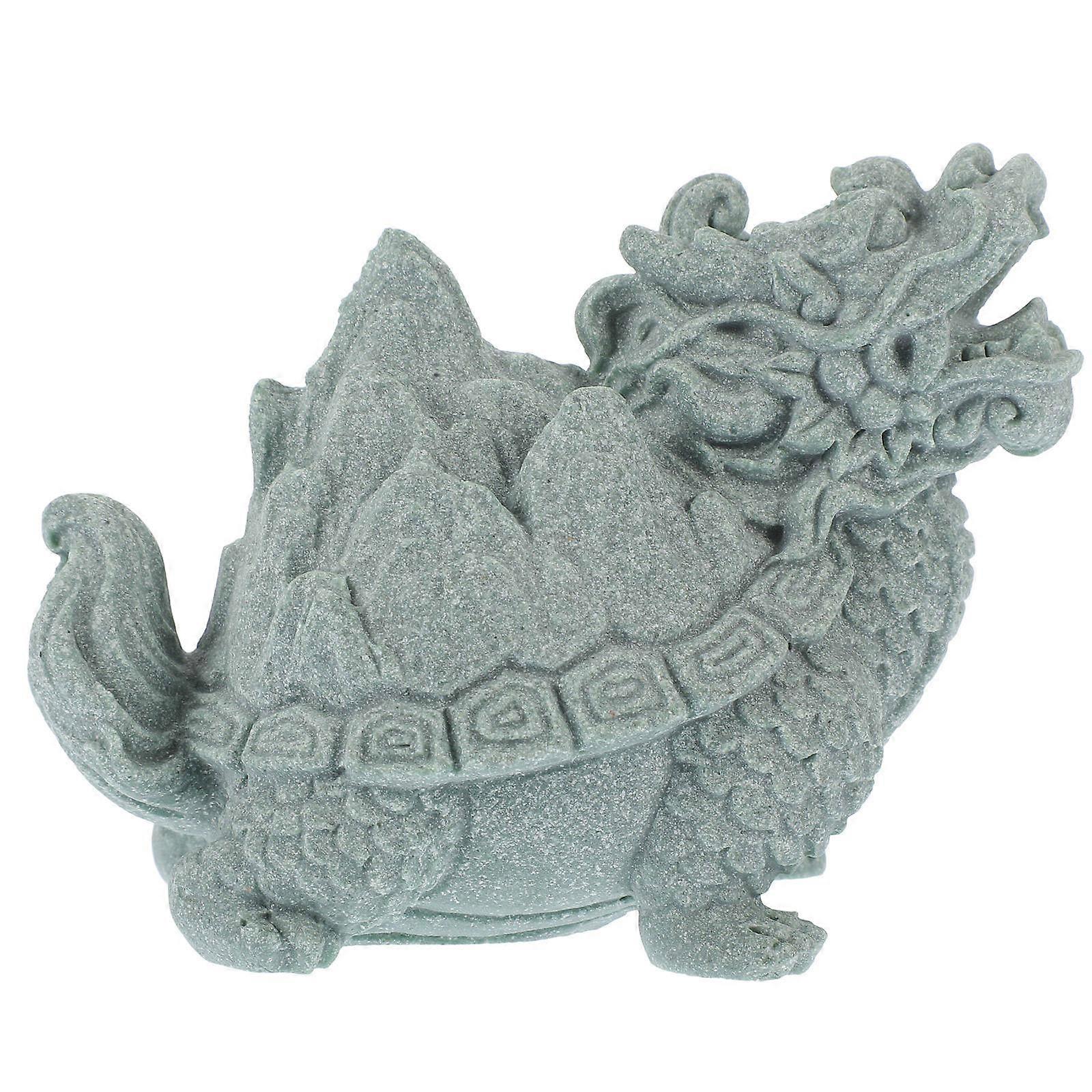 Sandstone Dragon Turtle Statue for Decoration Retro Miniature Figurine