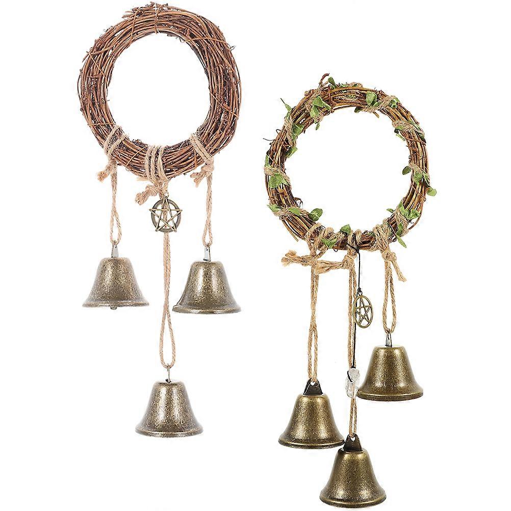 Wind Door Bell Witch Bells Hanging Door Protection Garden Hanging Ornaments Rattan Iron Assorted Color Hanging Ornaments 2Pcs