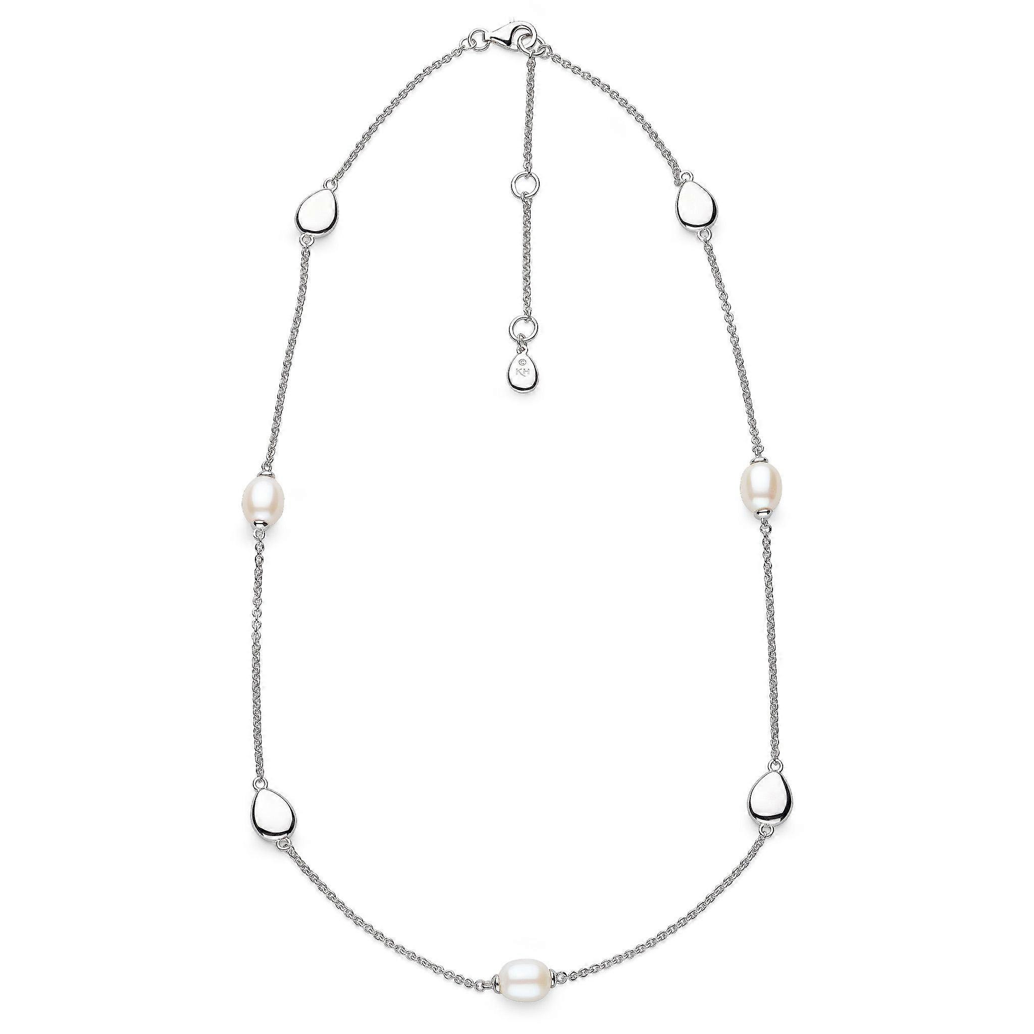 Kit Heath Coast Pebble Pearl Rhodium Plated Station 18" Necklace 90183FP