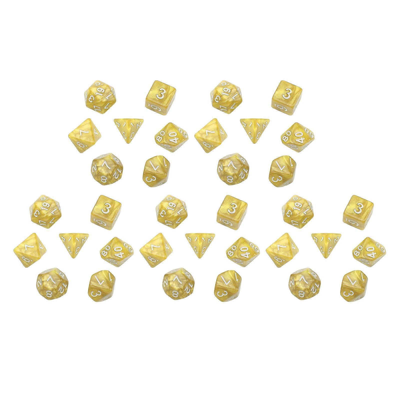 35Pcs Polyhedral Plastic Dice Kit Pearl White Numbers for Games