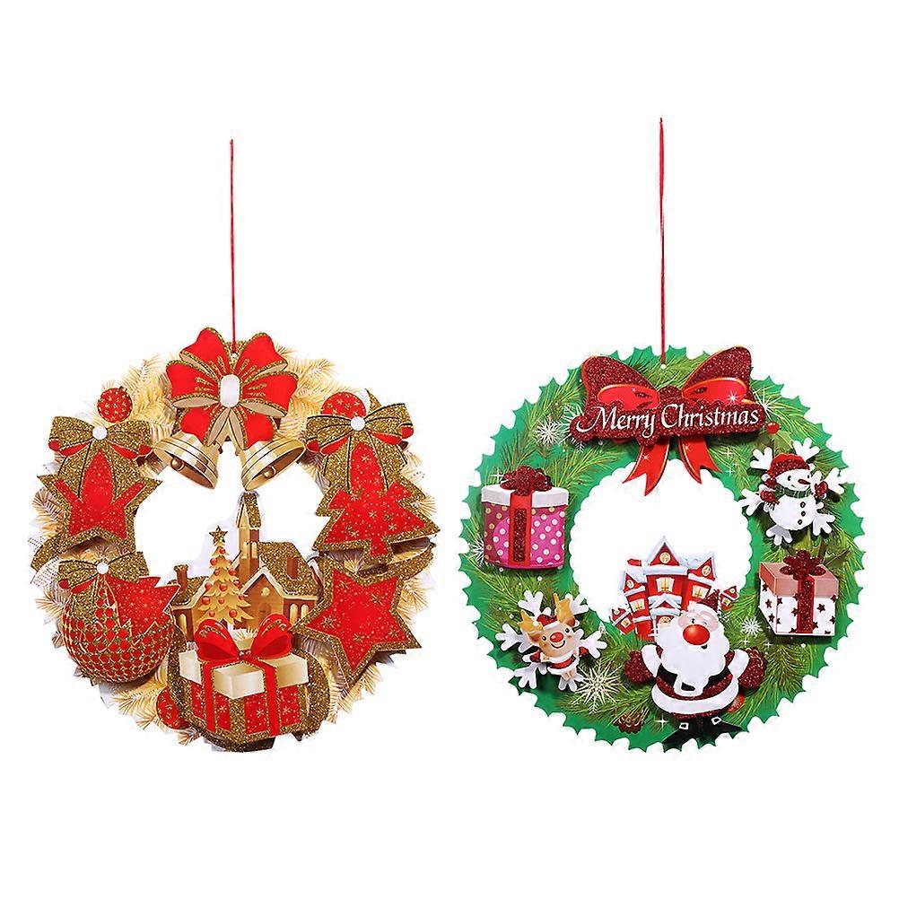 3D Flower Wreath Hanging Paper Wreath for Decor 2Pcs Assorted Color