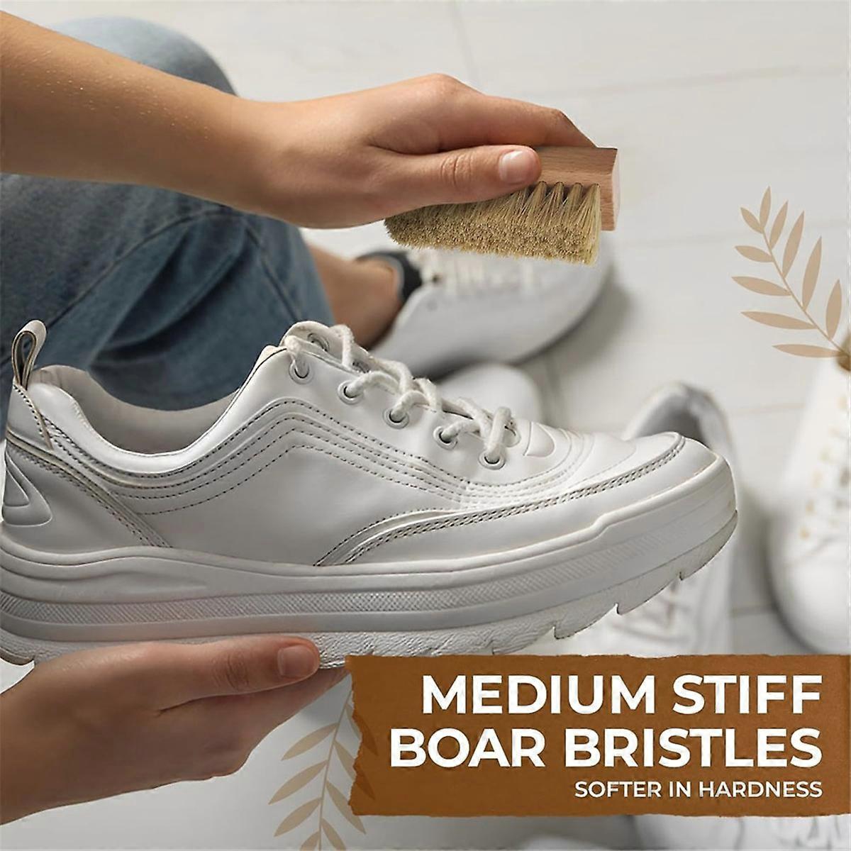Small Shoe Cleaning Brush Set of 3 Brushes with Nylon, Boar and Horsehair Bristles,for Leather,Suede
