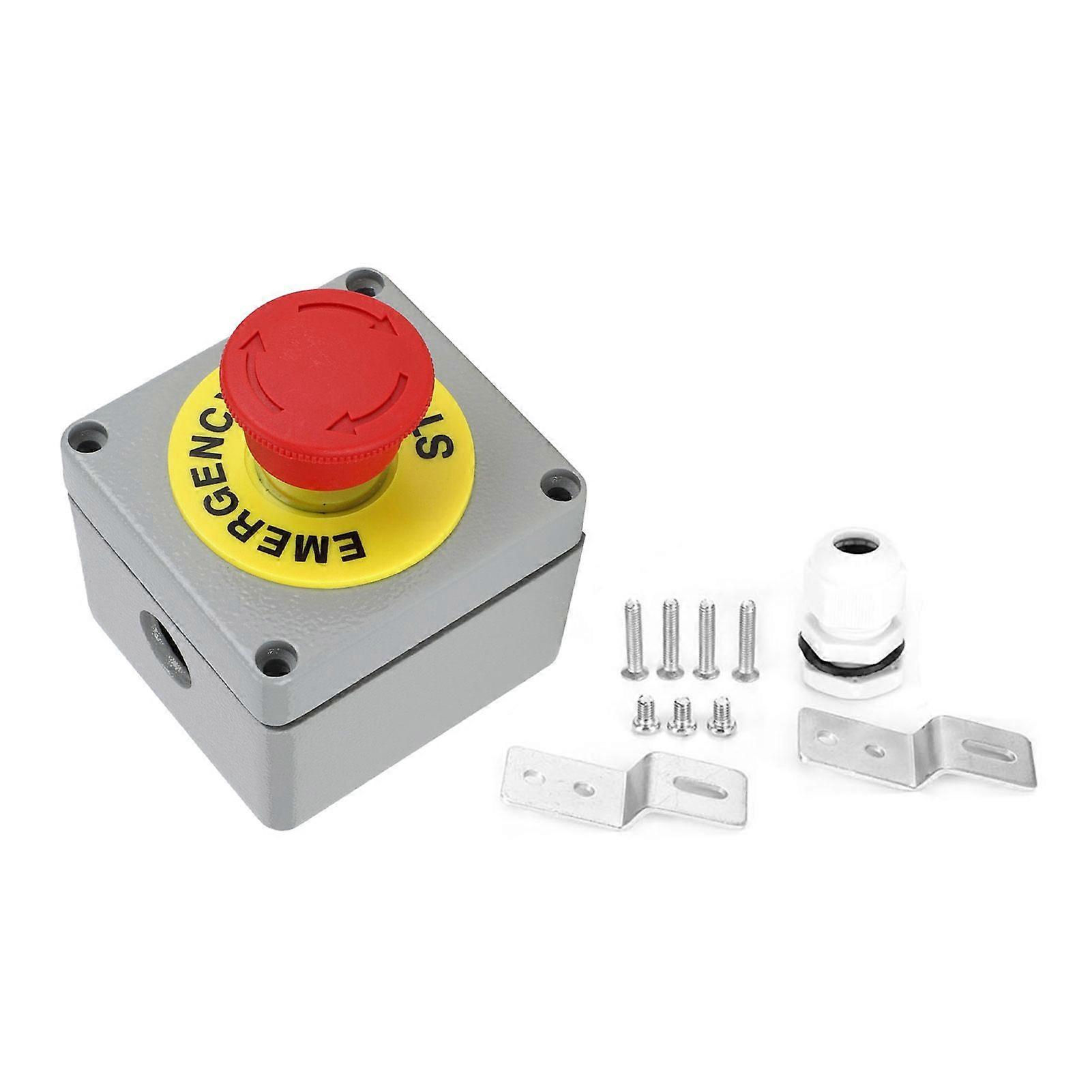 Switch Box 1 Button Emergency Stop Control Operation Box IP66 Dustproof Waterproof 80x75x6080x75x60